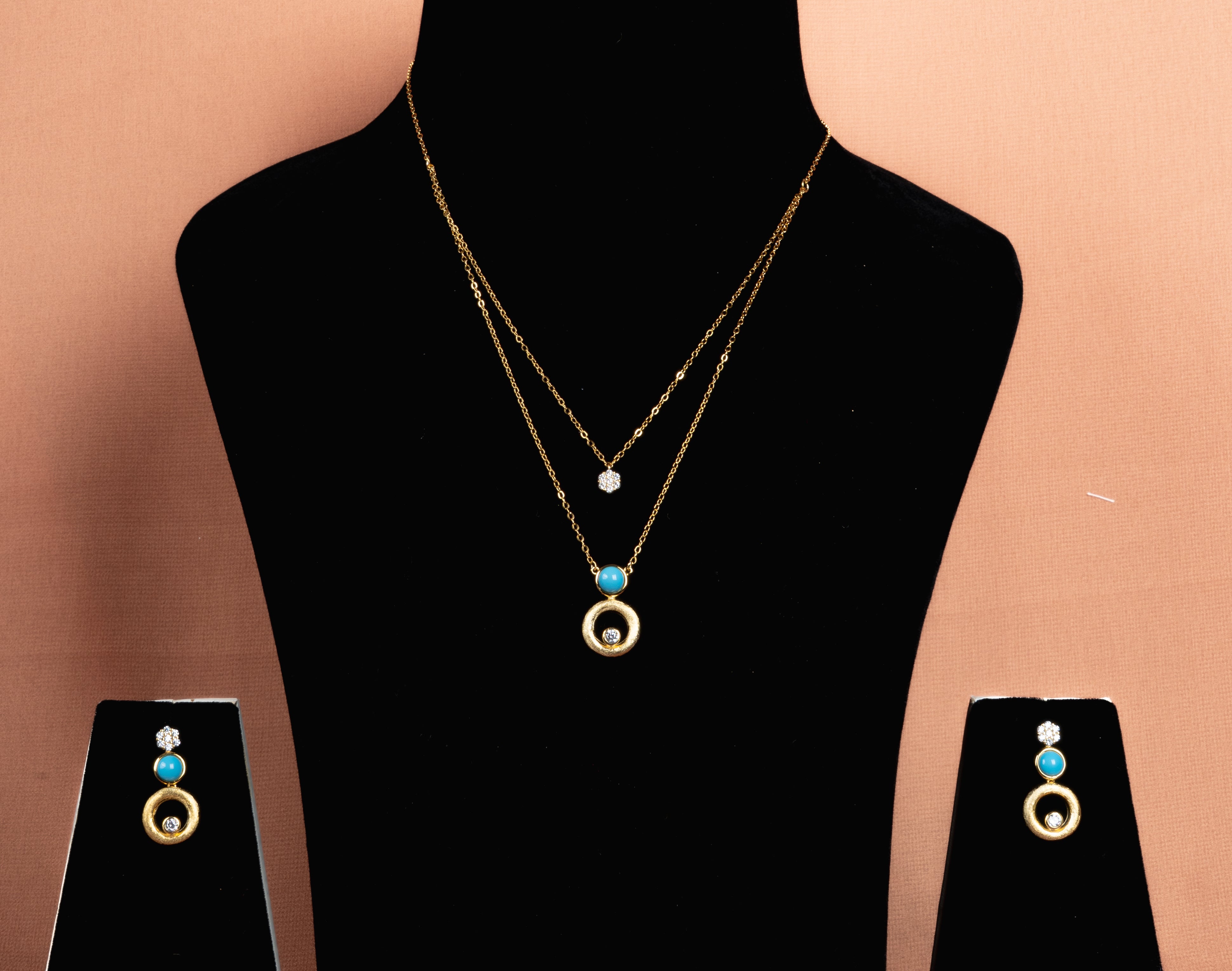 Orlisse Layered Necklace and Drop Earrings Set