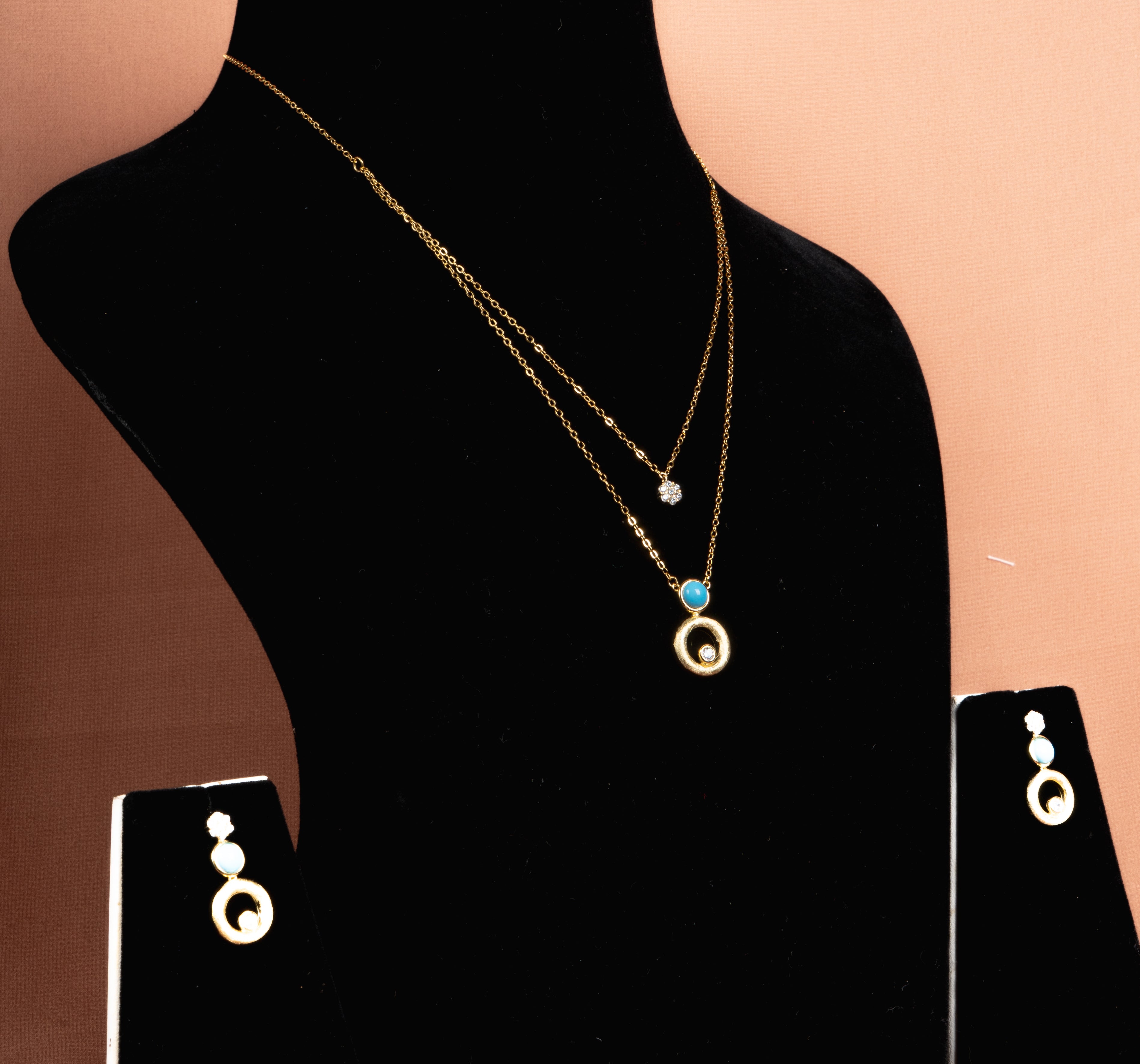 Orlisse Layered Necklace and Drop Earrings Set