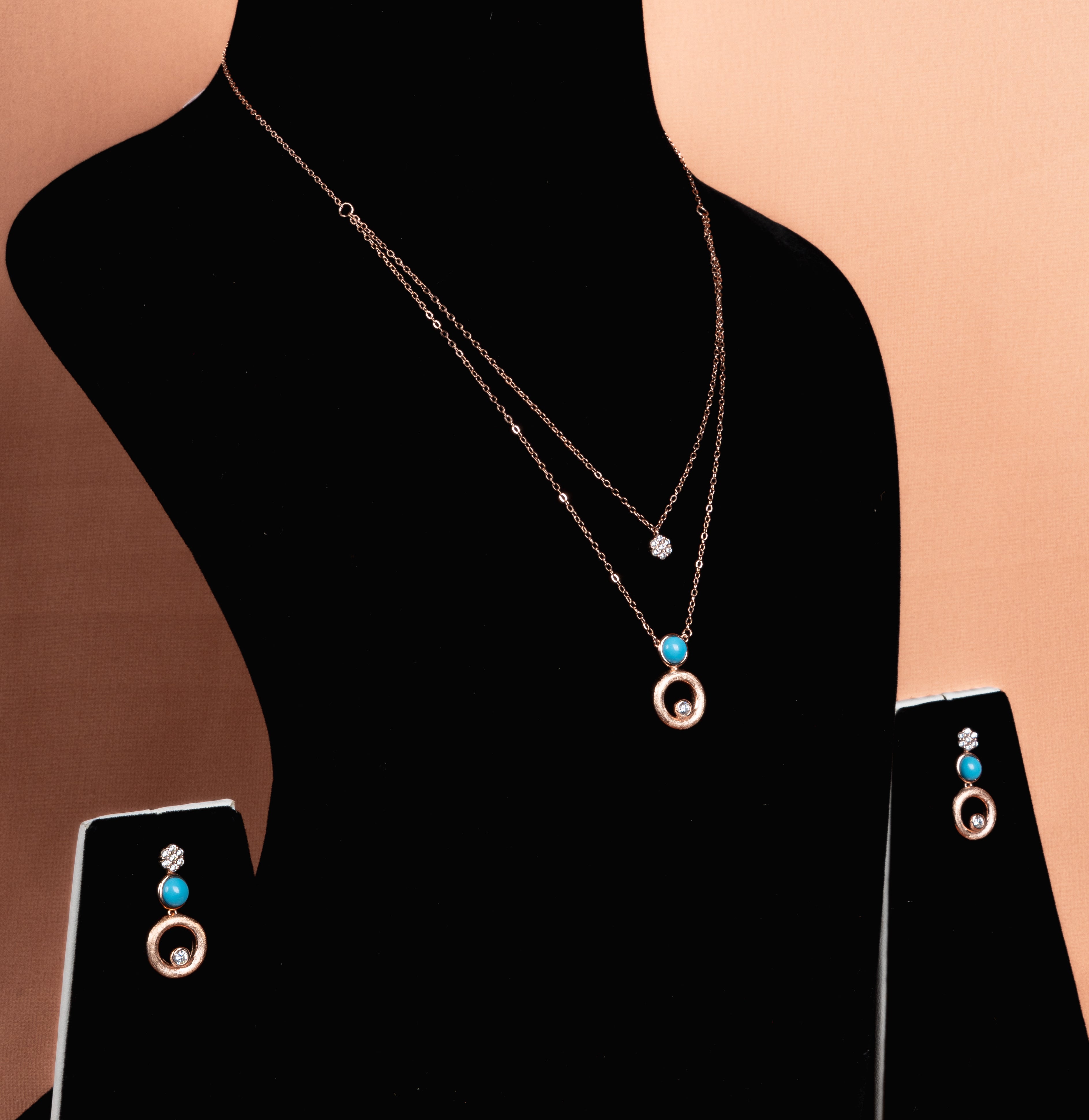 Caelira Layered Necklace and Drop Earrings Set
