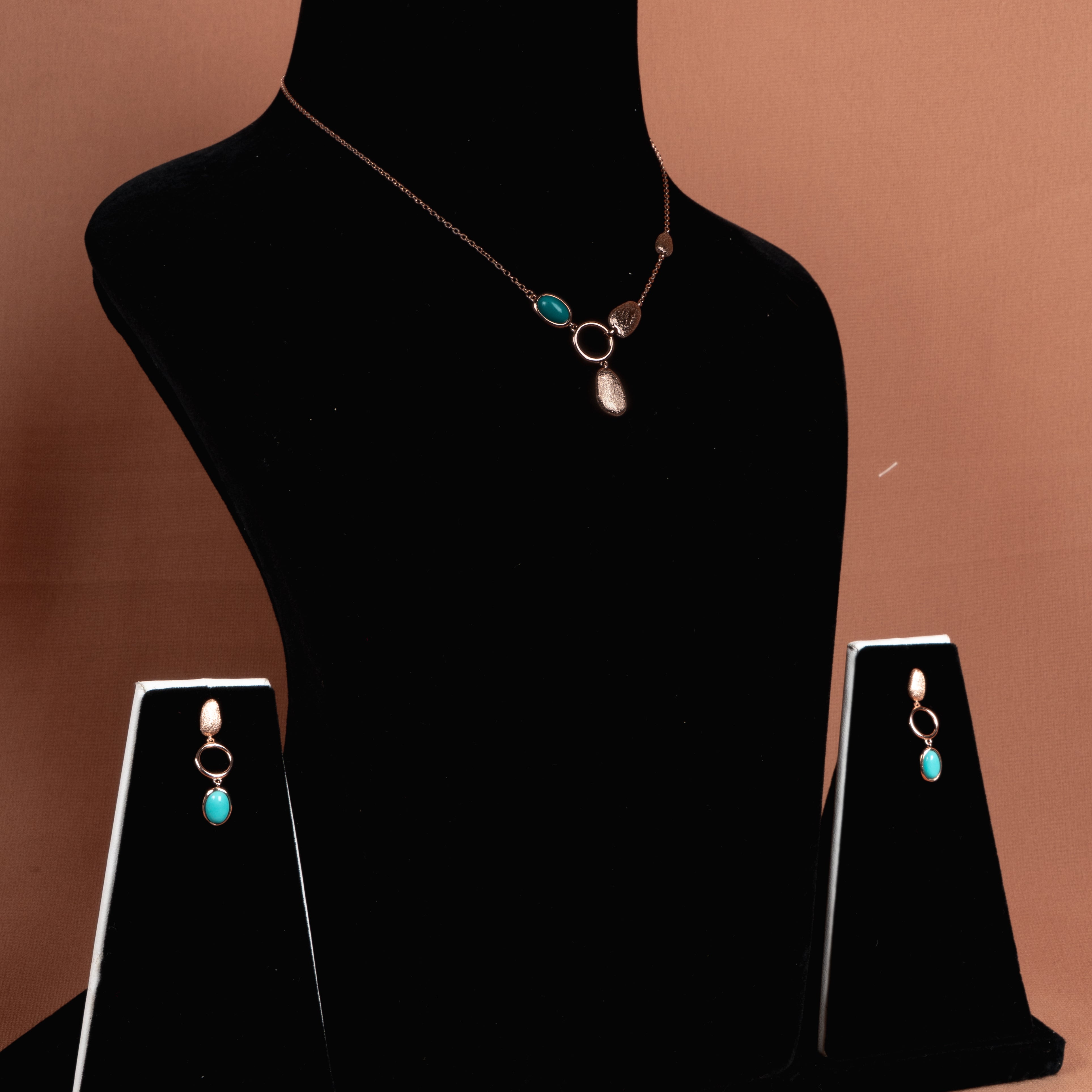 Virelia Modern Necklace and Drop Earrings Set