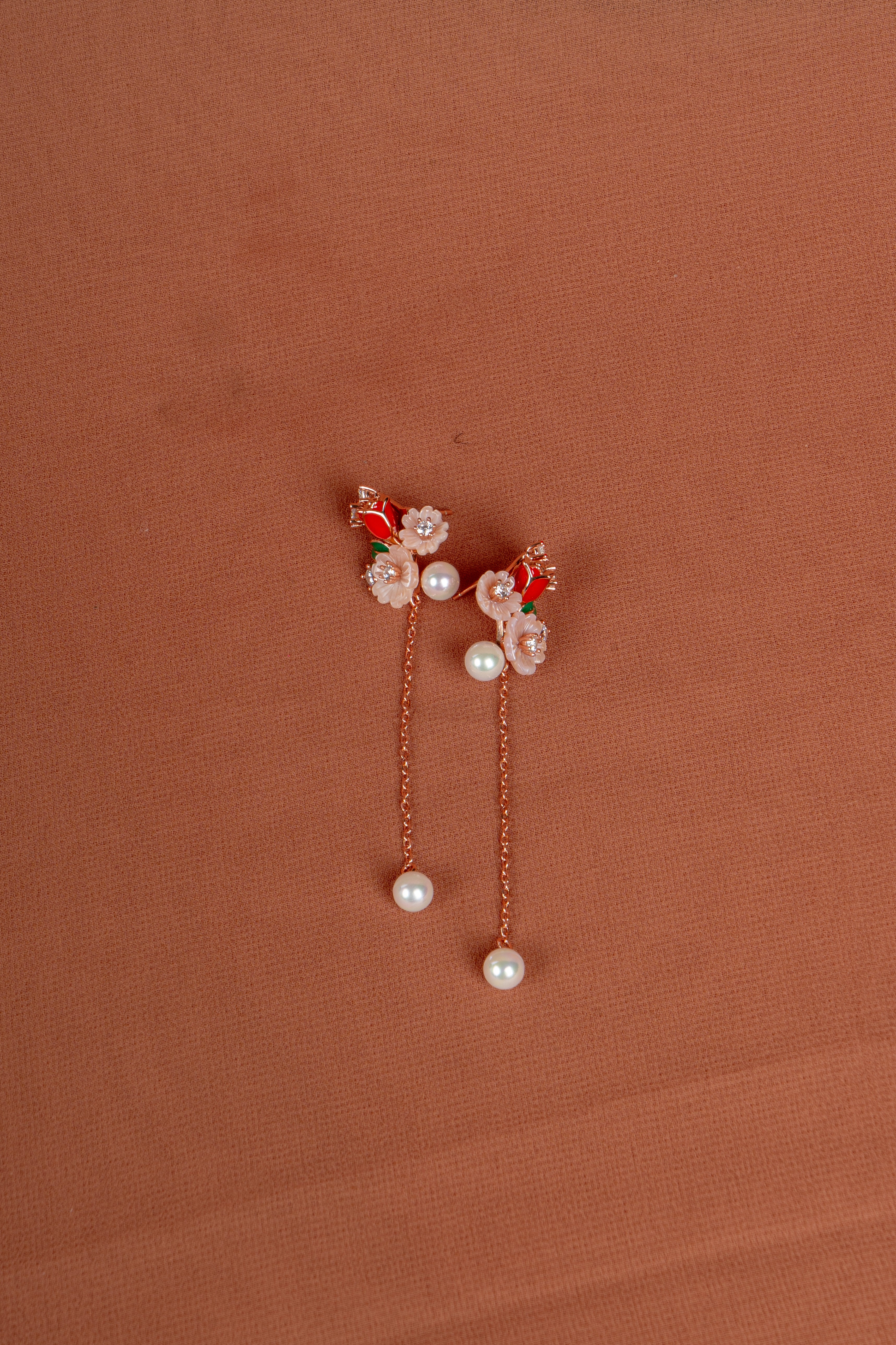 Blossom Pearl Drop Necklace and Earrings Set