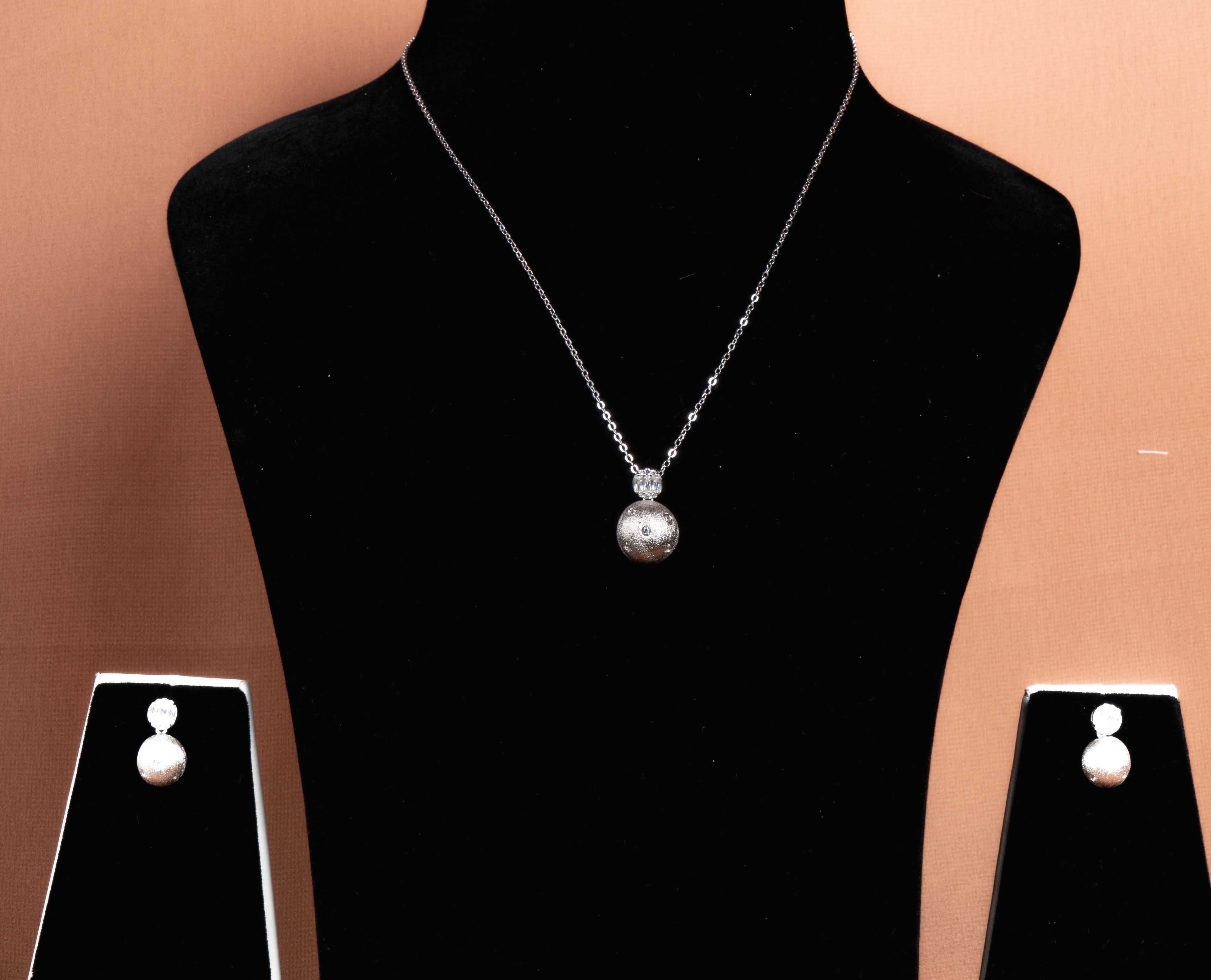 Celestial Silver Sphere Necklace and Earrings Set
