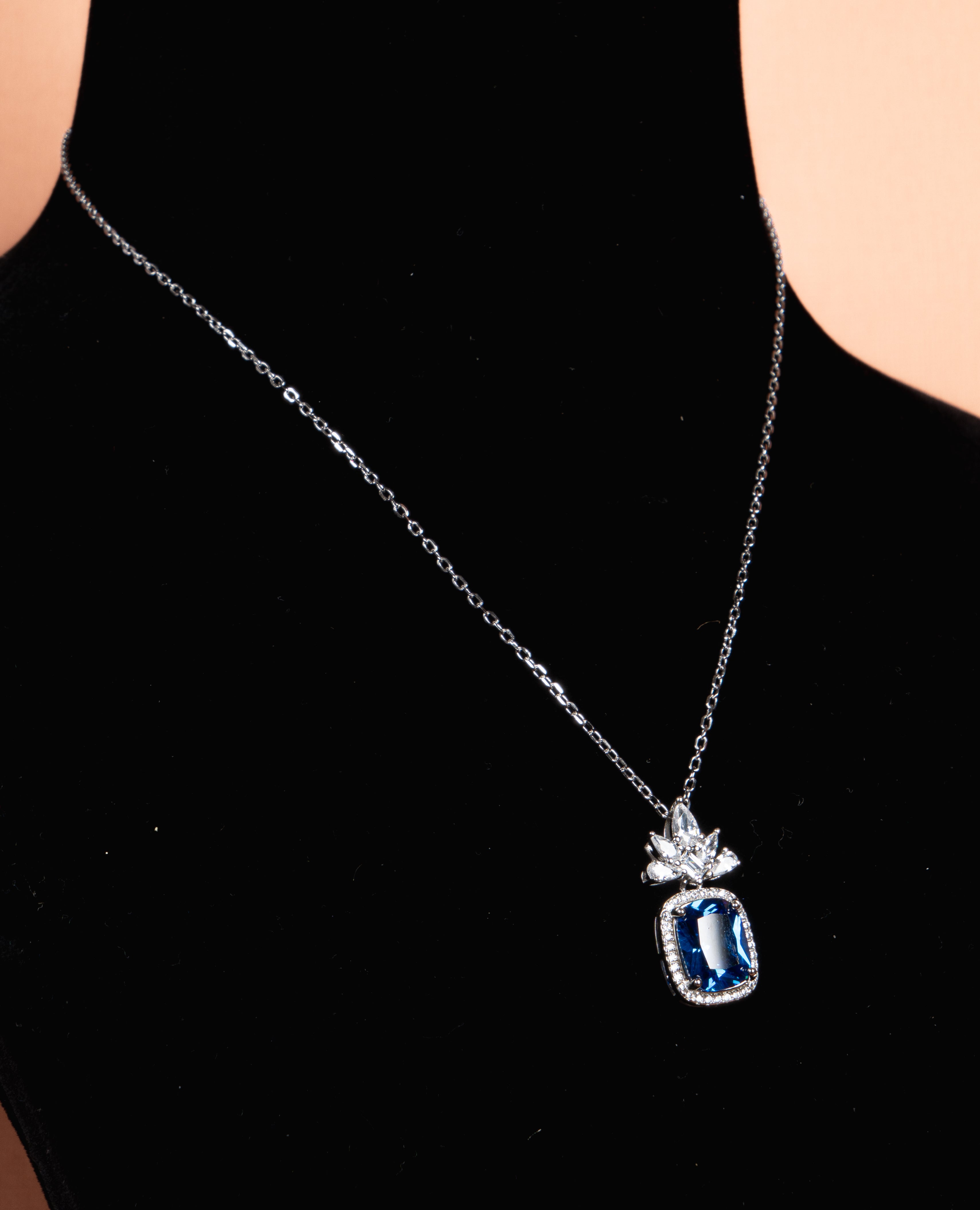 Royal Sapphire Bloom Pendant Necklace