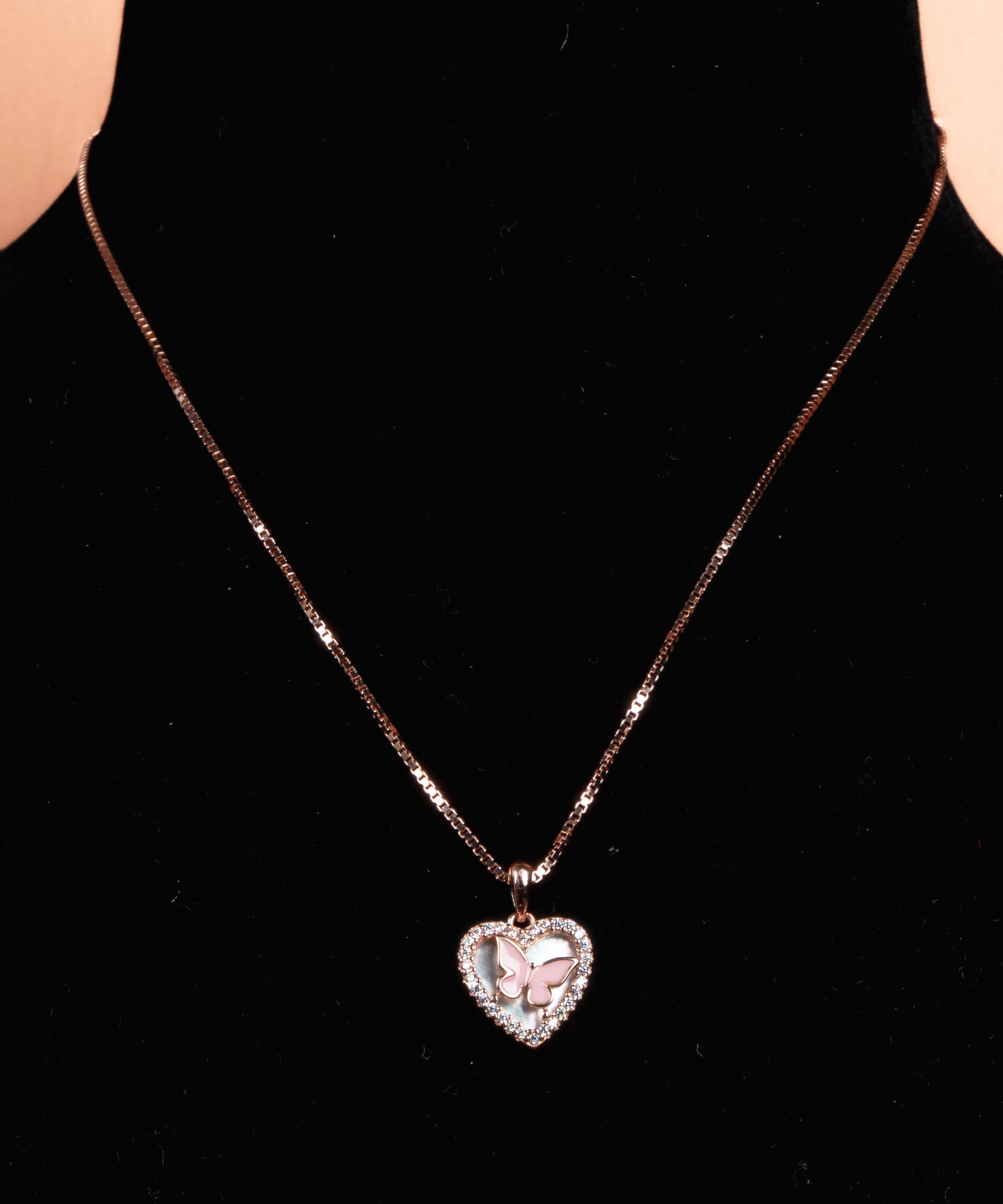 Blush Butterfly Heart Pendant Necklace