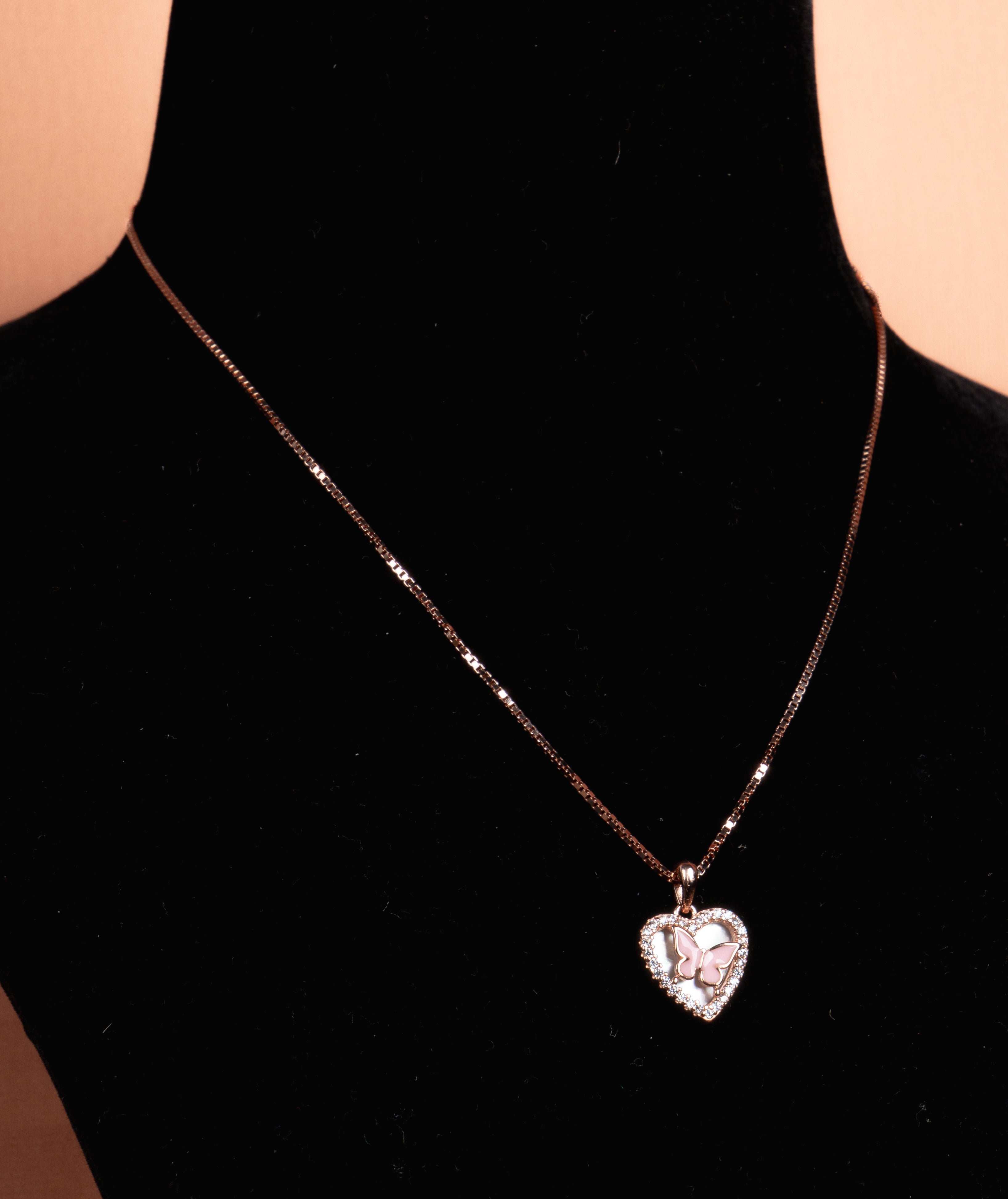 Blush Butterfly Heart Pendant Necklace