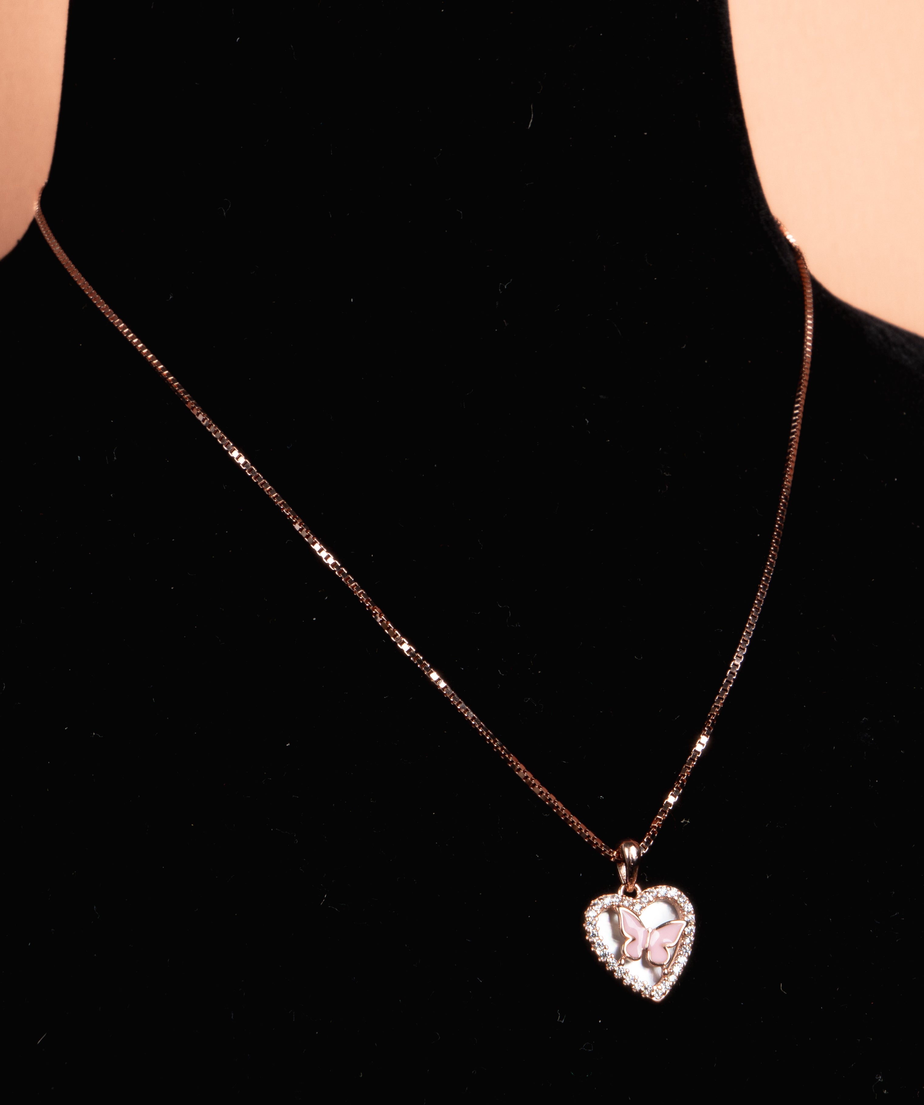 Blush Butterfly Heart Pendant Necklace