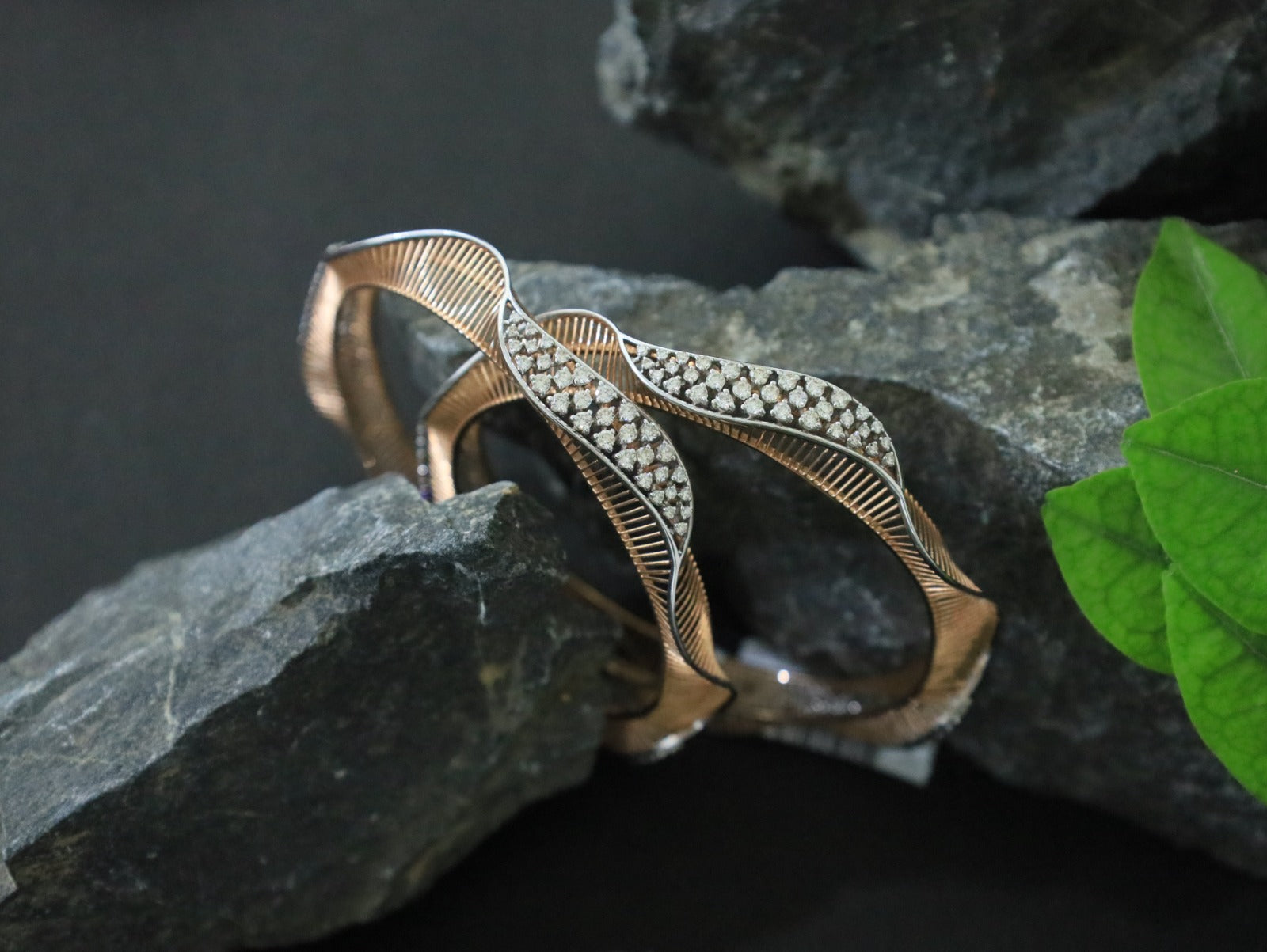 Rose Gold Infinity Diamond Bangles