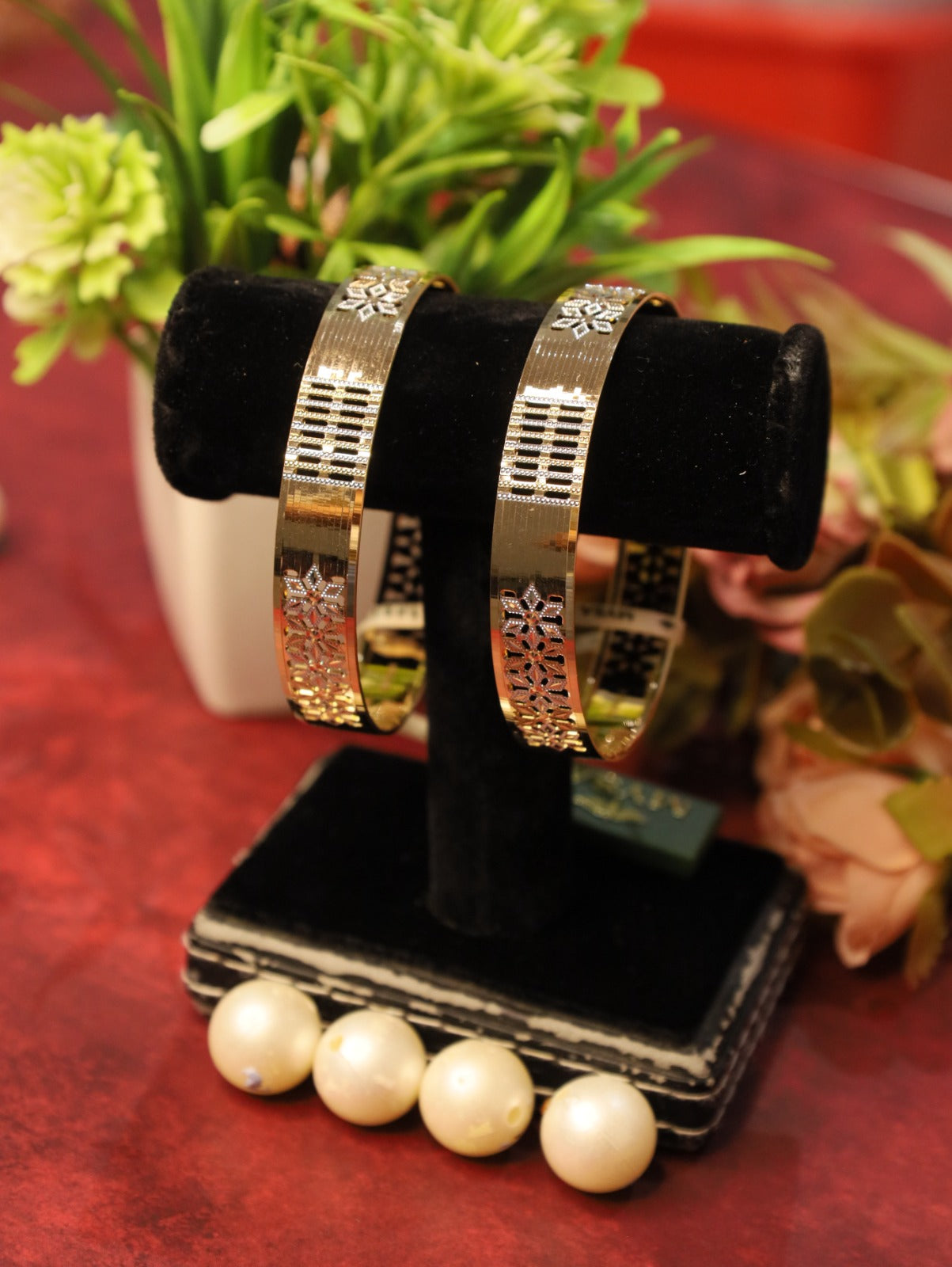 Imperial Floral Dual-Tone Bangles