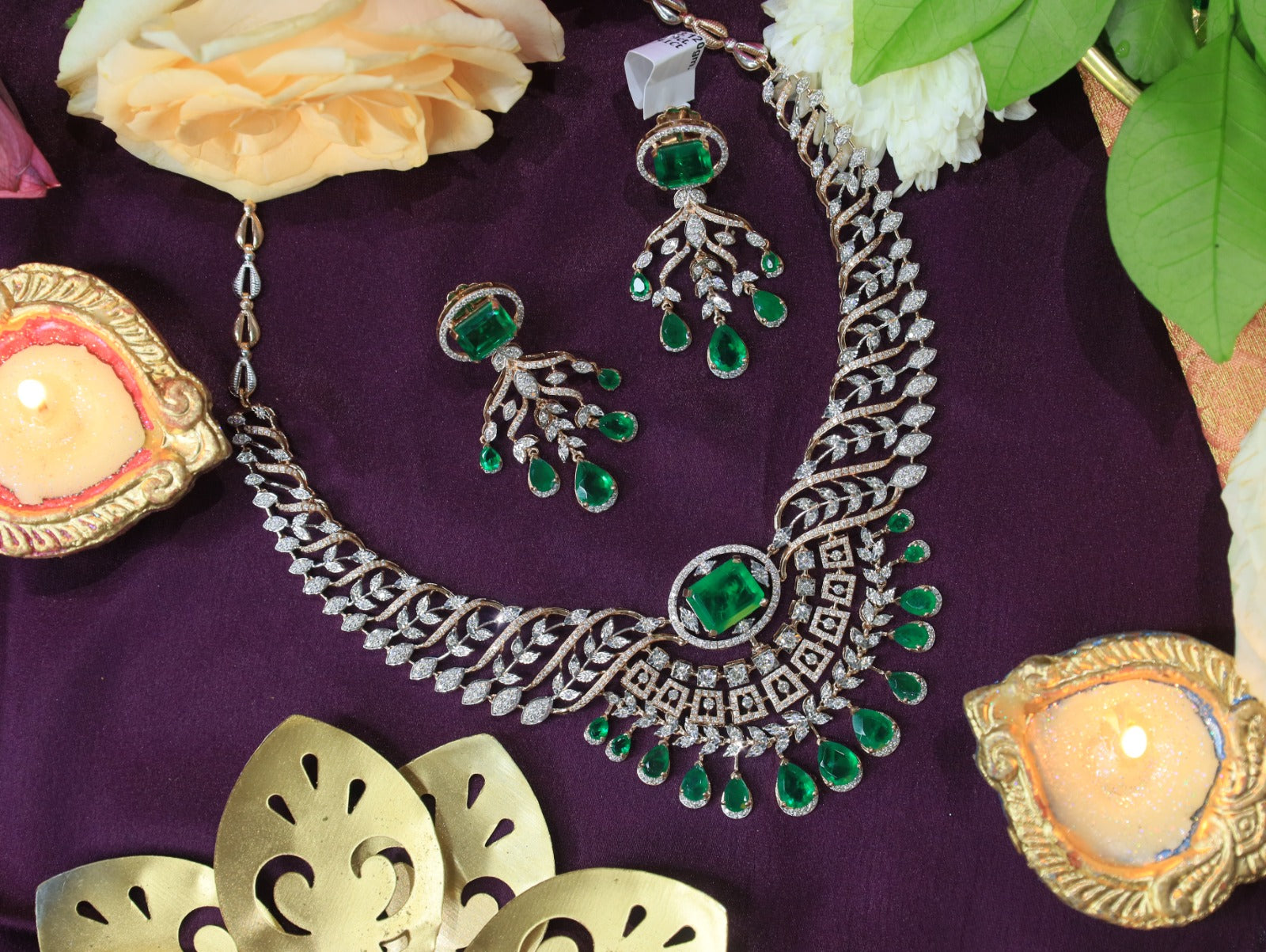 Emerald Royale Statement Necklace Set