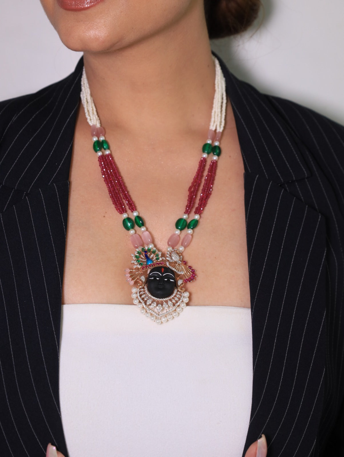 Divine Shyam Heritage Beaded Pendant Necklace