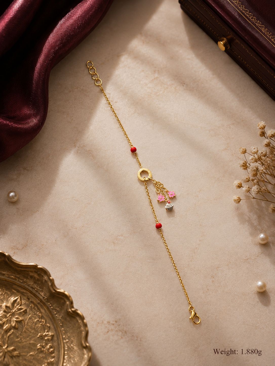 Cupcake and Blossom Charm Bracelet
