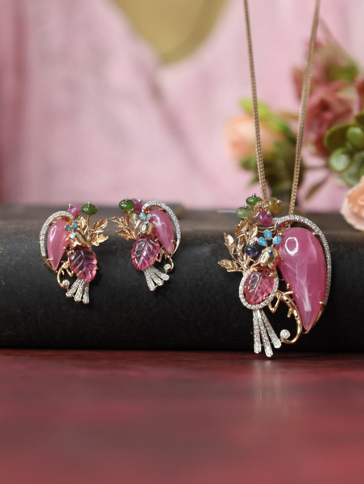 Rosé Paradise Natural Diamond Pendant Set