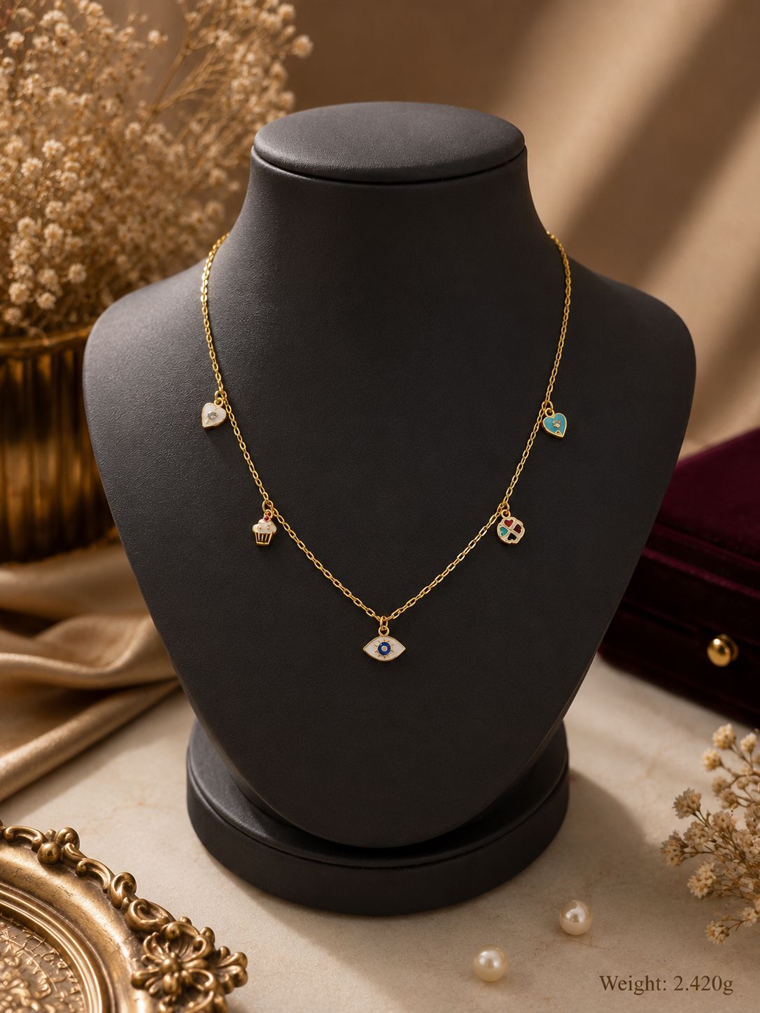Enamel Charm Station Necklace