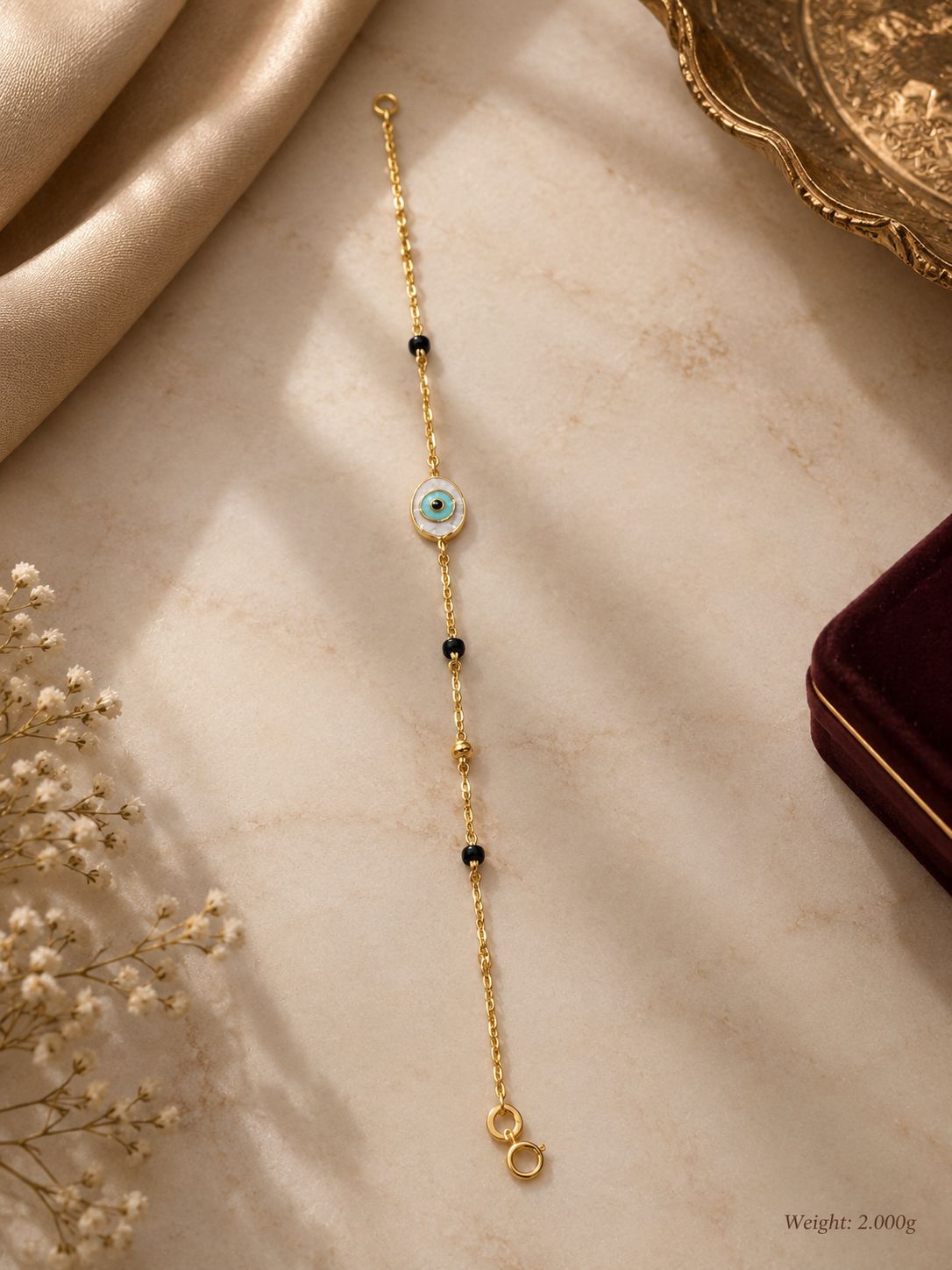 Black Bead Eye Motif Bracelet