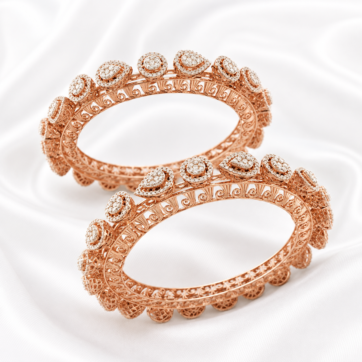 Royal Natural Diamond Rose Gold Bangles