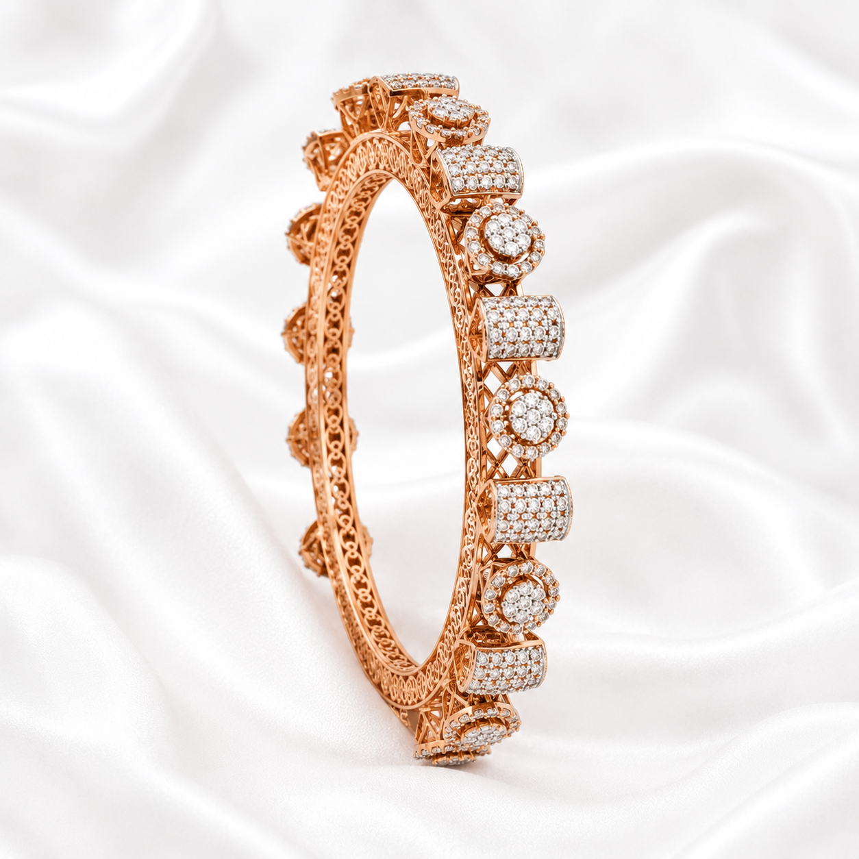 Royal Natural Diamond Rose Gold Designer Bangles