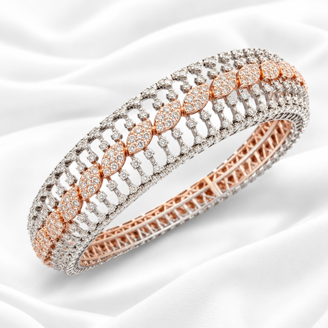 Royal Two-Tone Natural Diamond Designer Bangles
