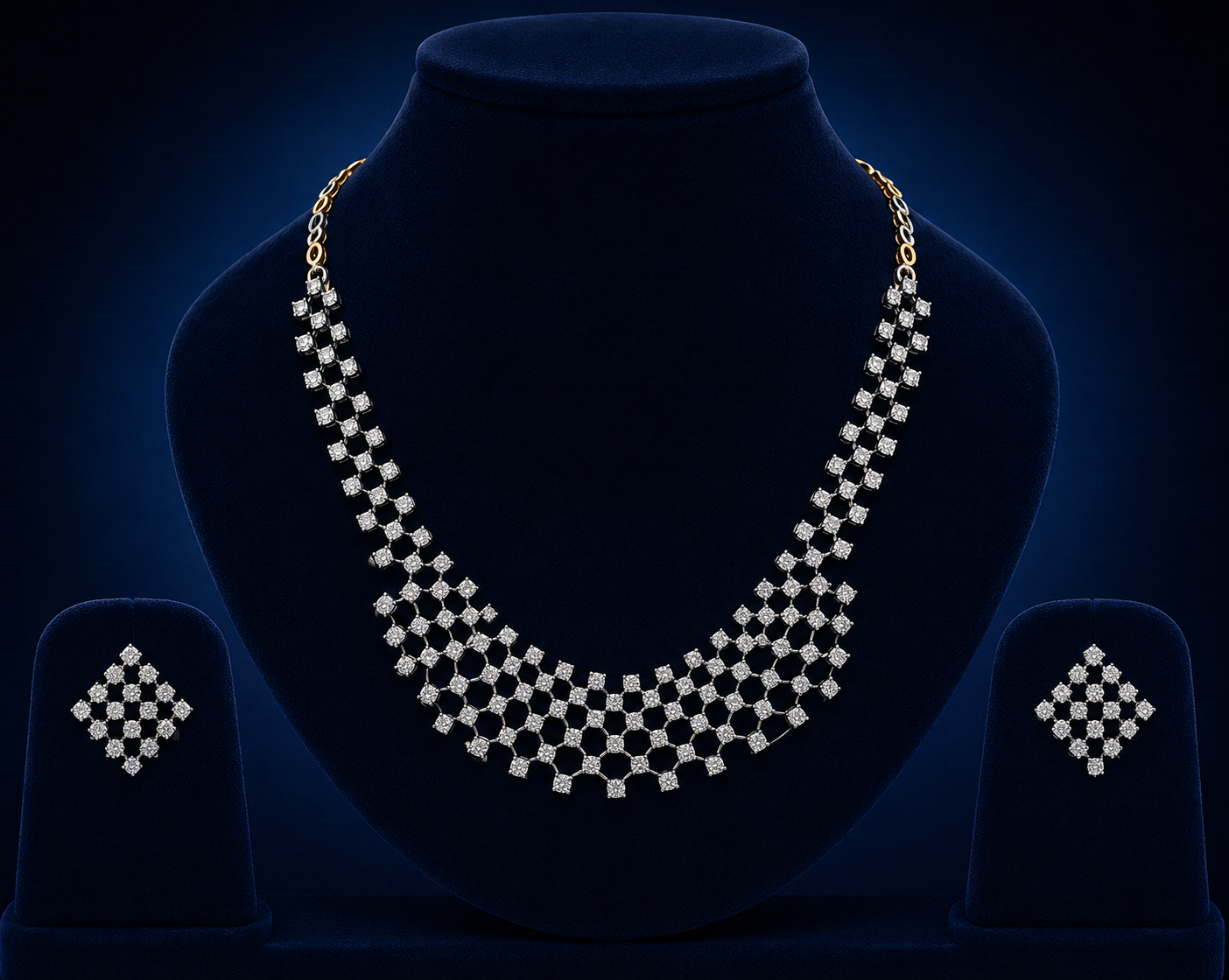 Elegant Diamond Lattice Natural Diamond Necklace Set
