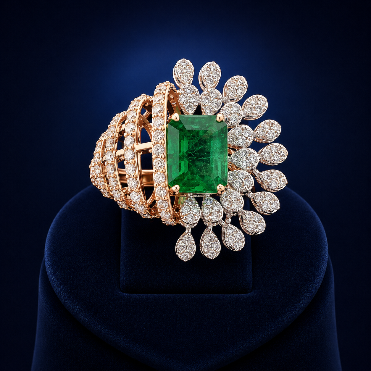 Emerald Radiance Natural Diamond Statement Ring