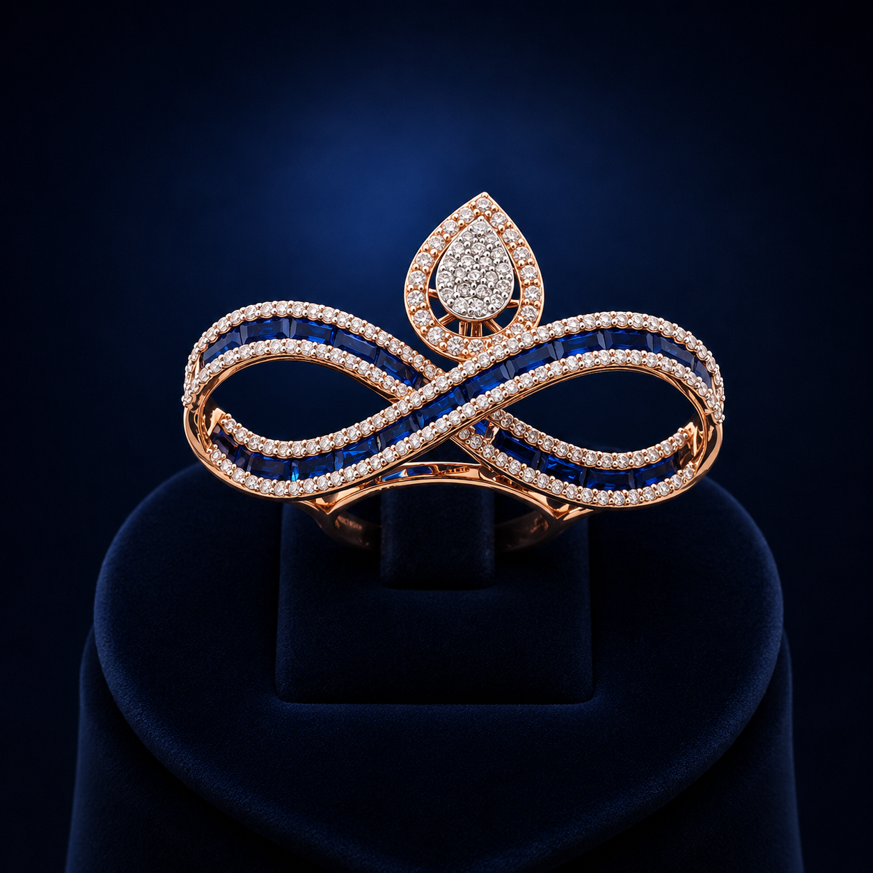 Infinity Sapphire Natural Diamond Statement Ring