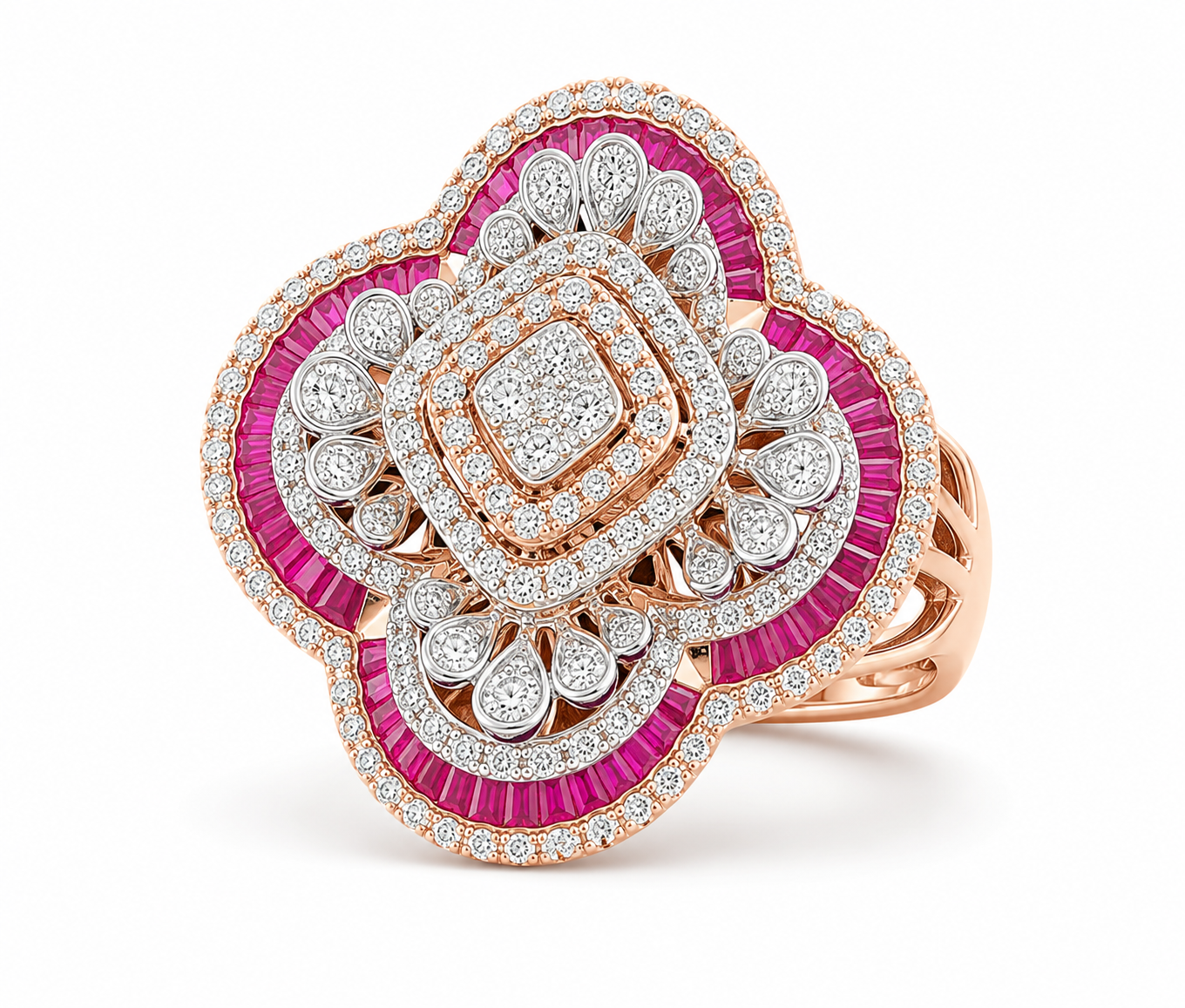 Ruby Floral Natural Diamond Statement Ring