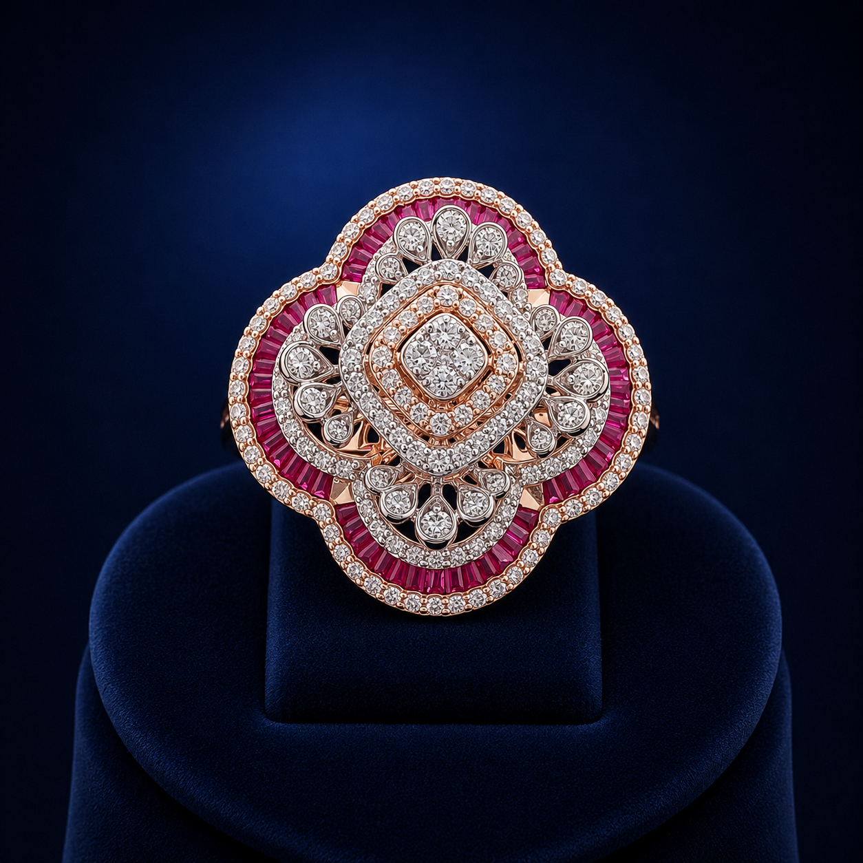 Ruby Floral Natural Diamond Statement Ring