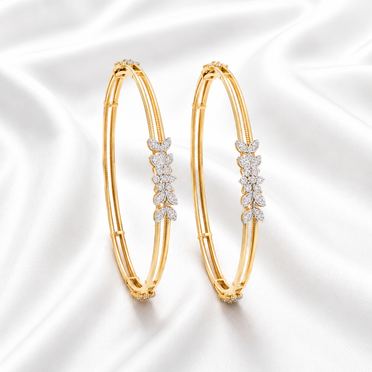Natural Diamond Floral Bangles