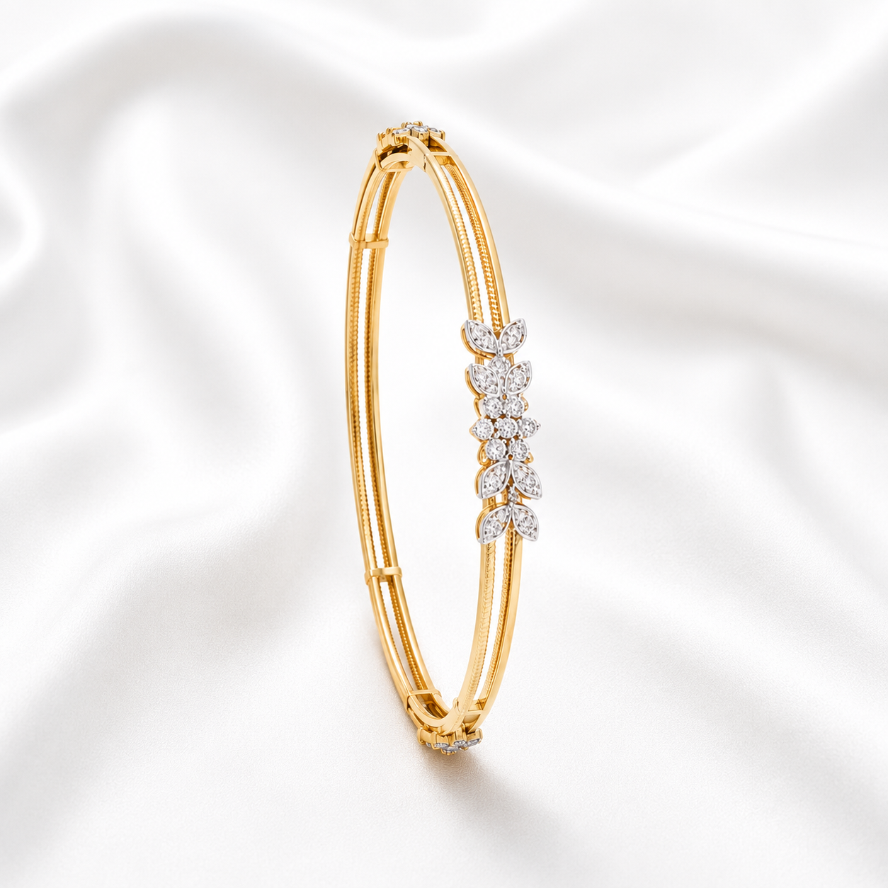 Natural Diamond Floral Bangles