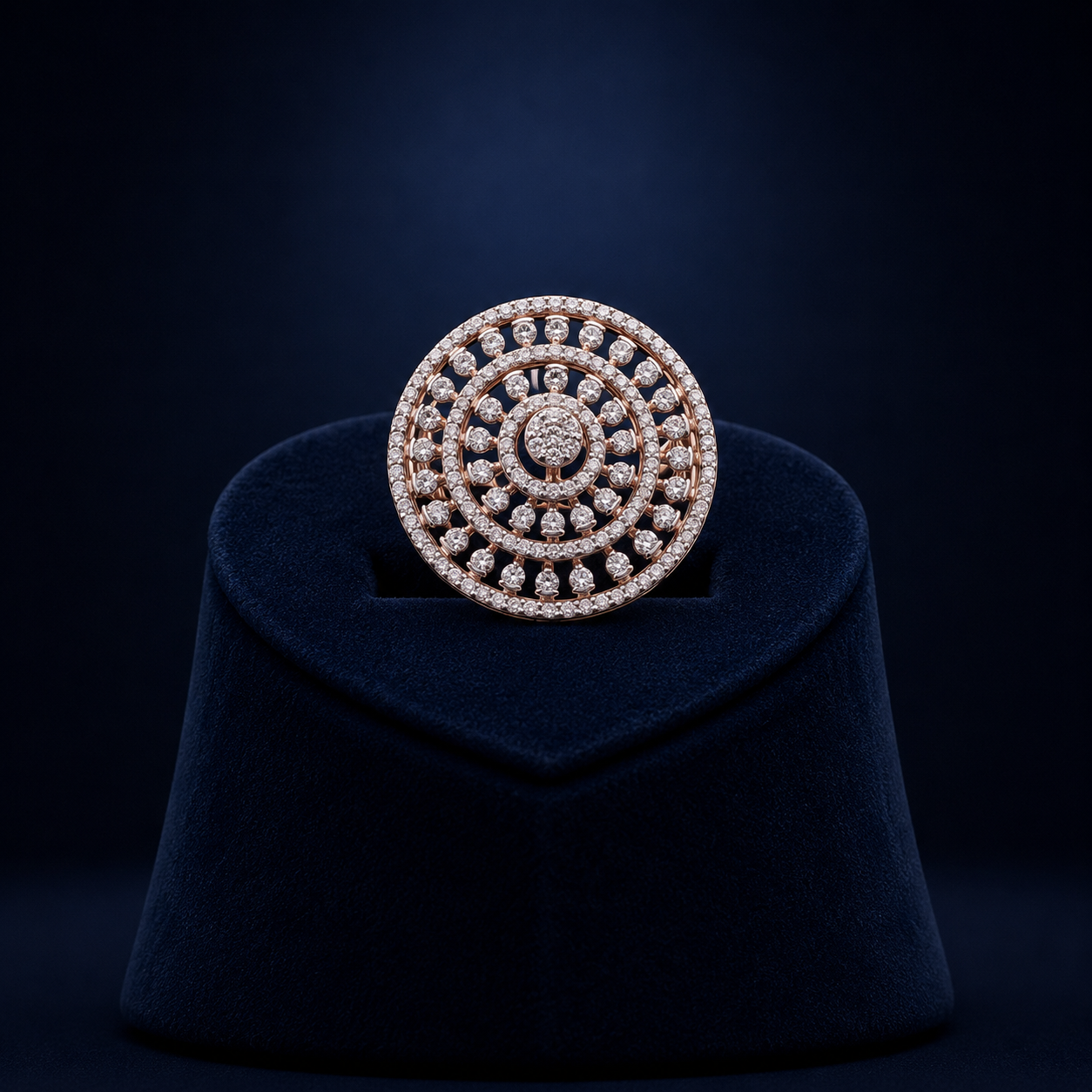 Natural Diamond Circular Designer Ring