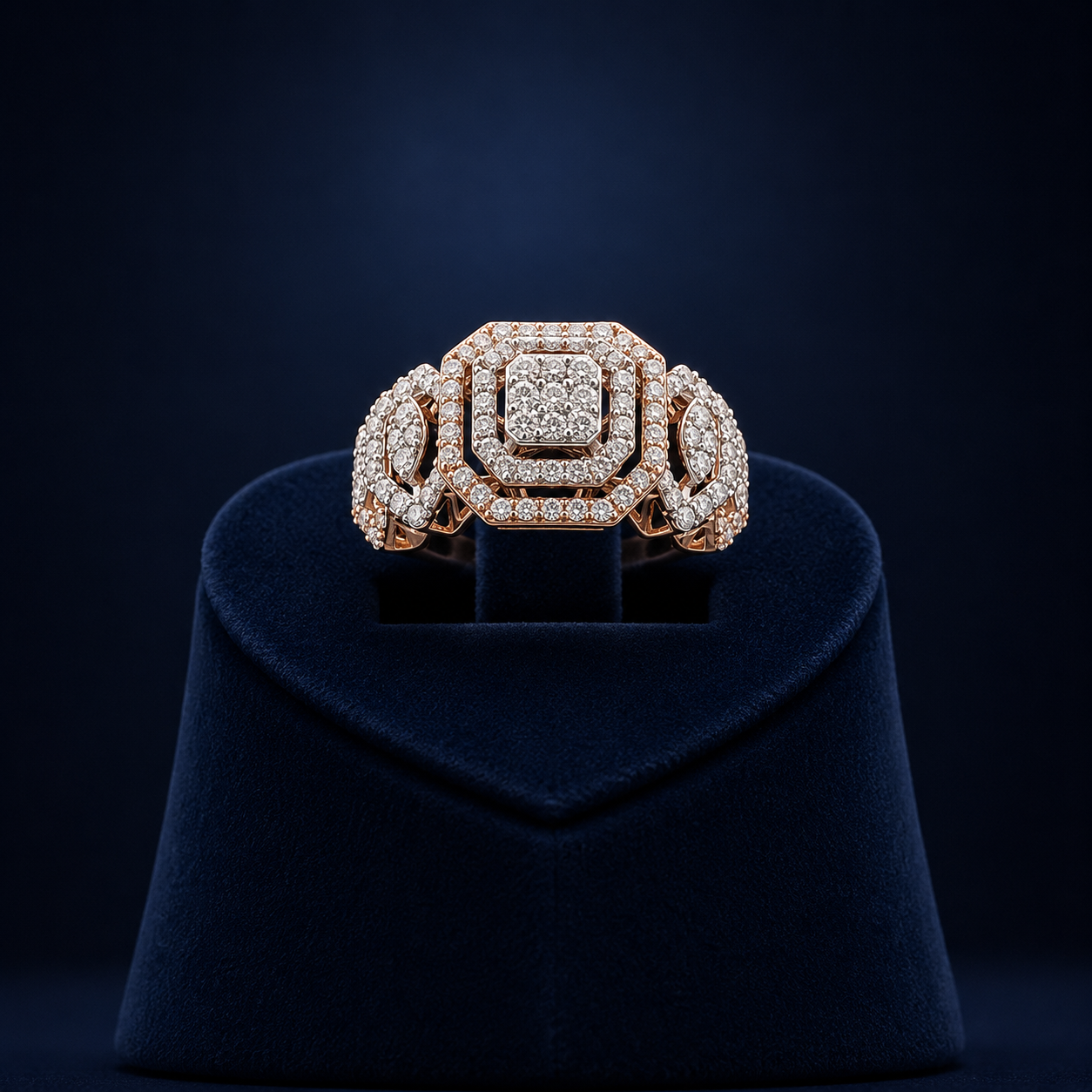 Natural Diamond Halo Designer Ring