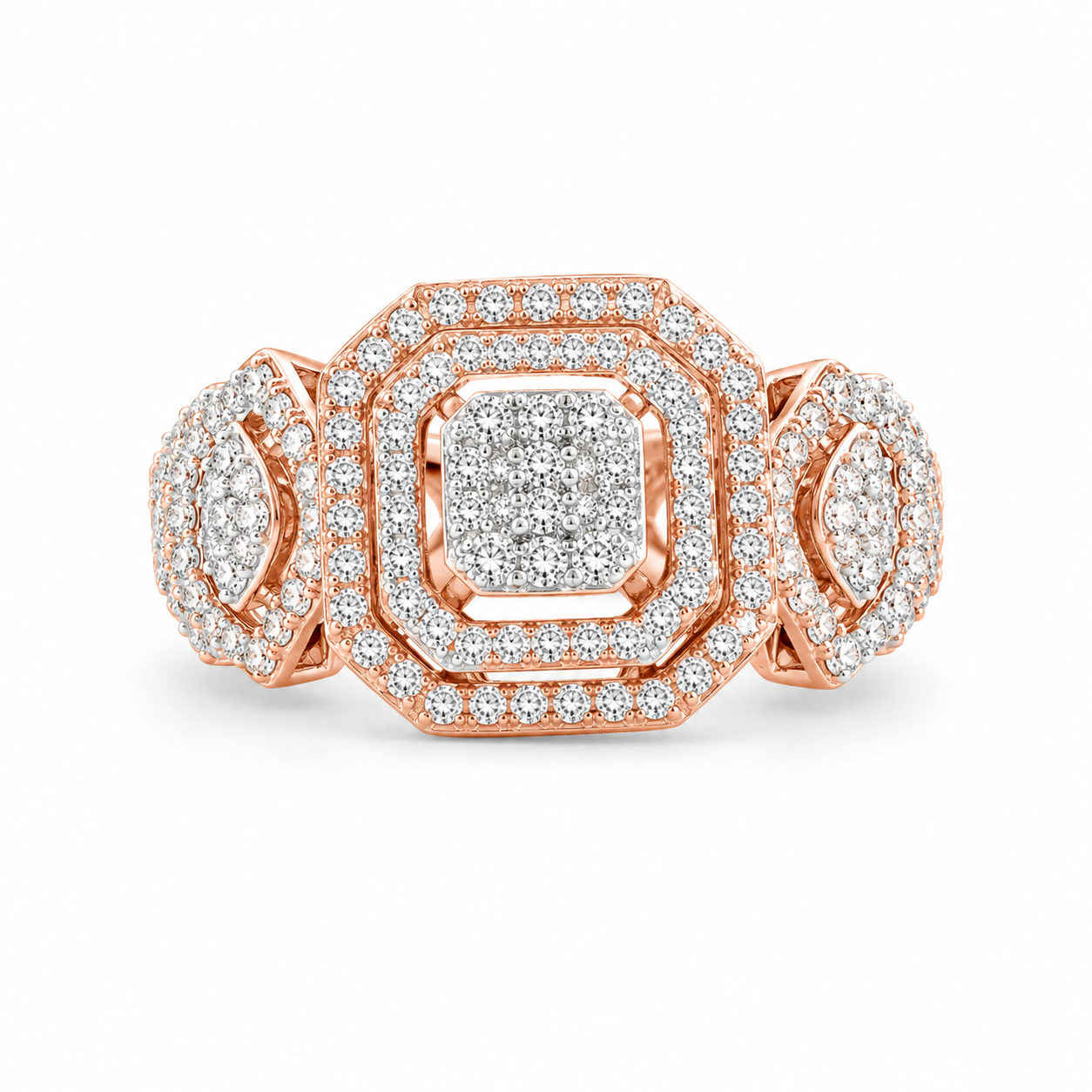 Natural Diamond Halo Designer Ring
