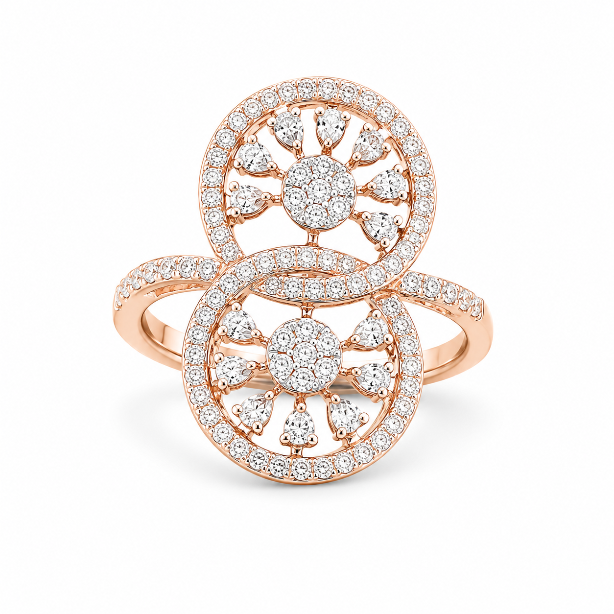 Natural Diamond Dual Halo Designer Ring