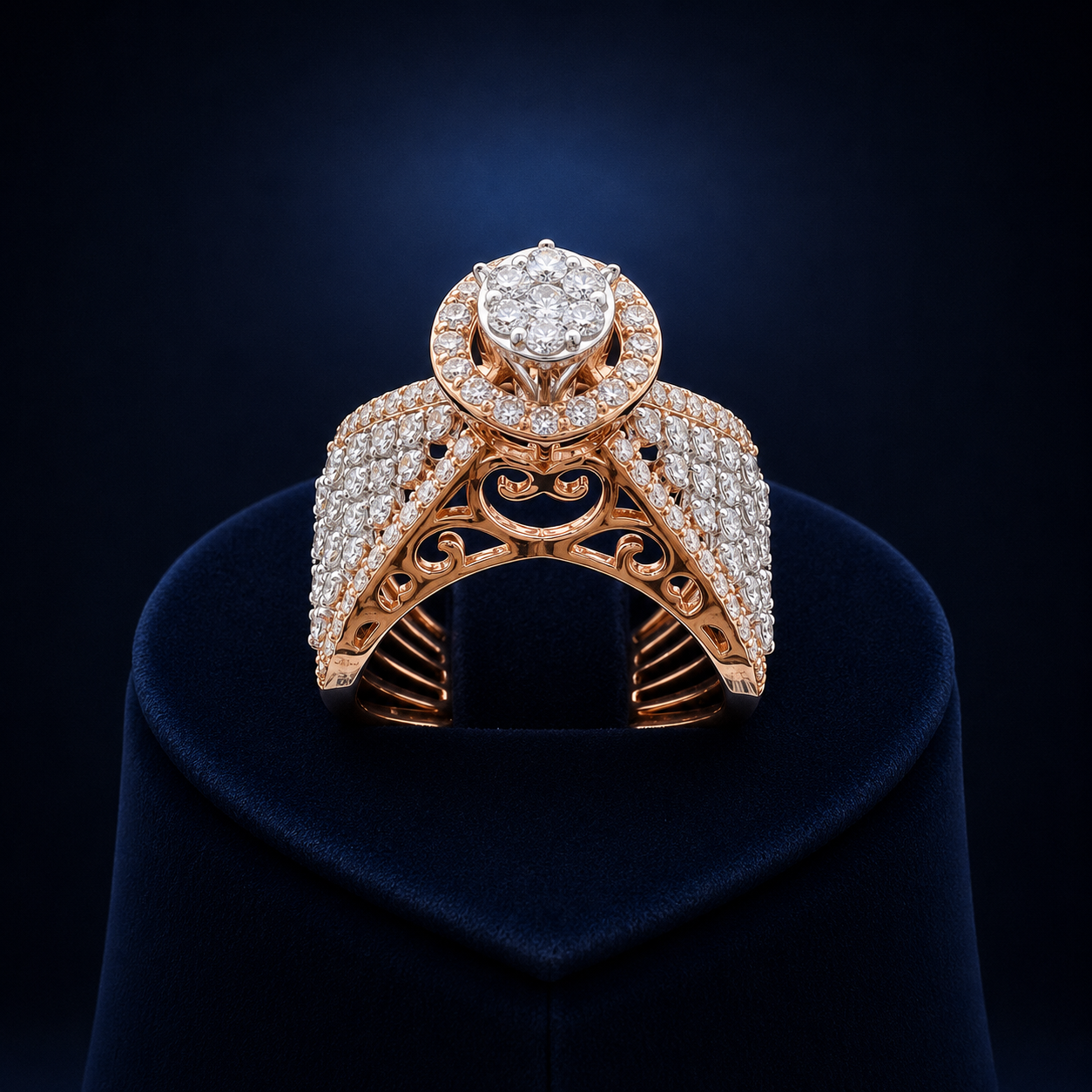 Natural Diamond Vintage Halo Designer Ring