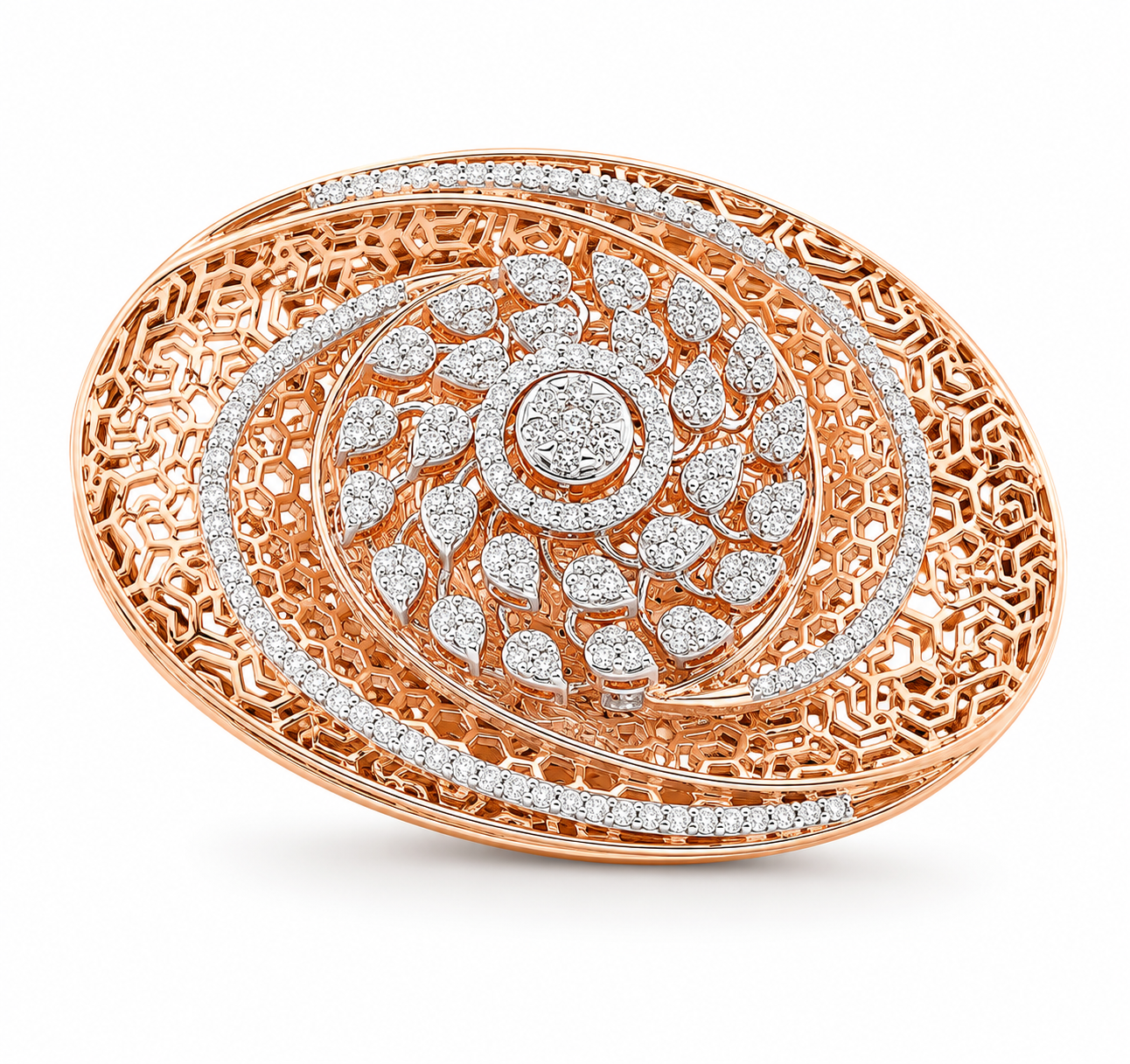 Natural Diamond Abstract Spiral Statement Ring