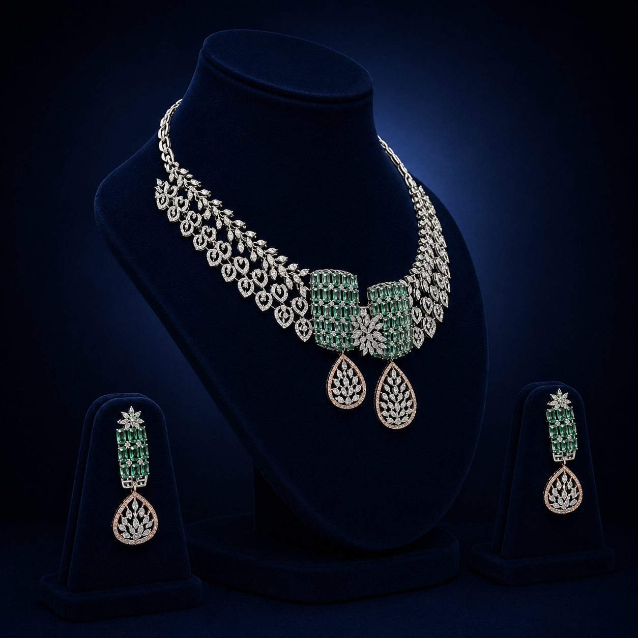 Emerald Cascade Natural Diamond Necklace Set