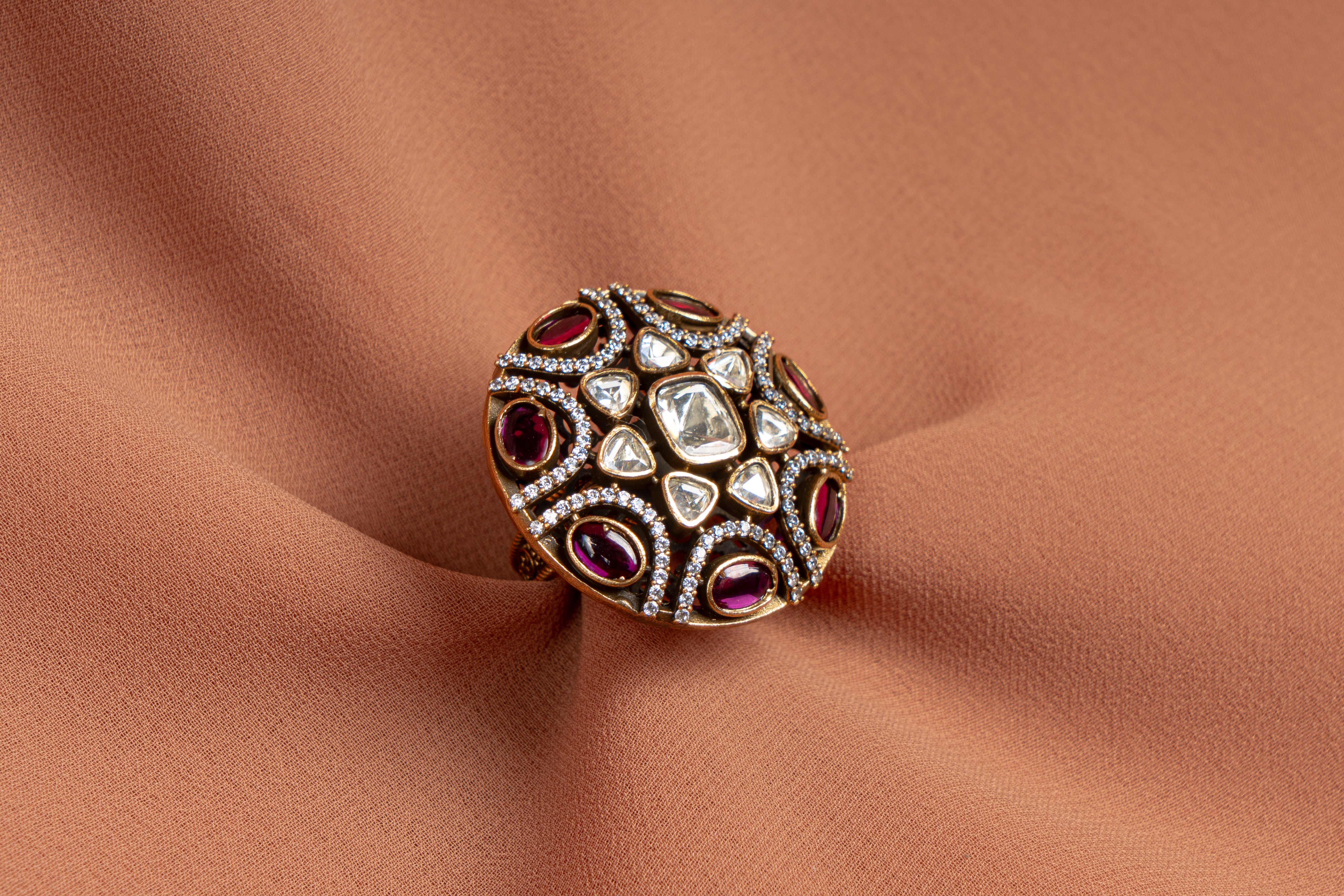 Maharani Antique Crystal Statement Ring