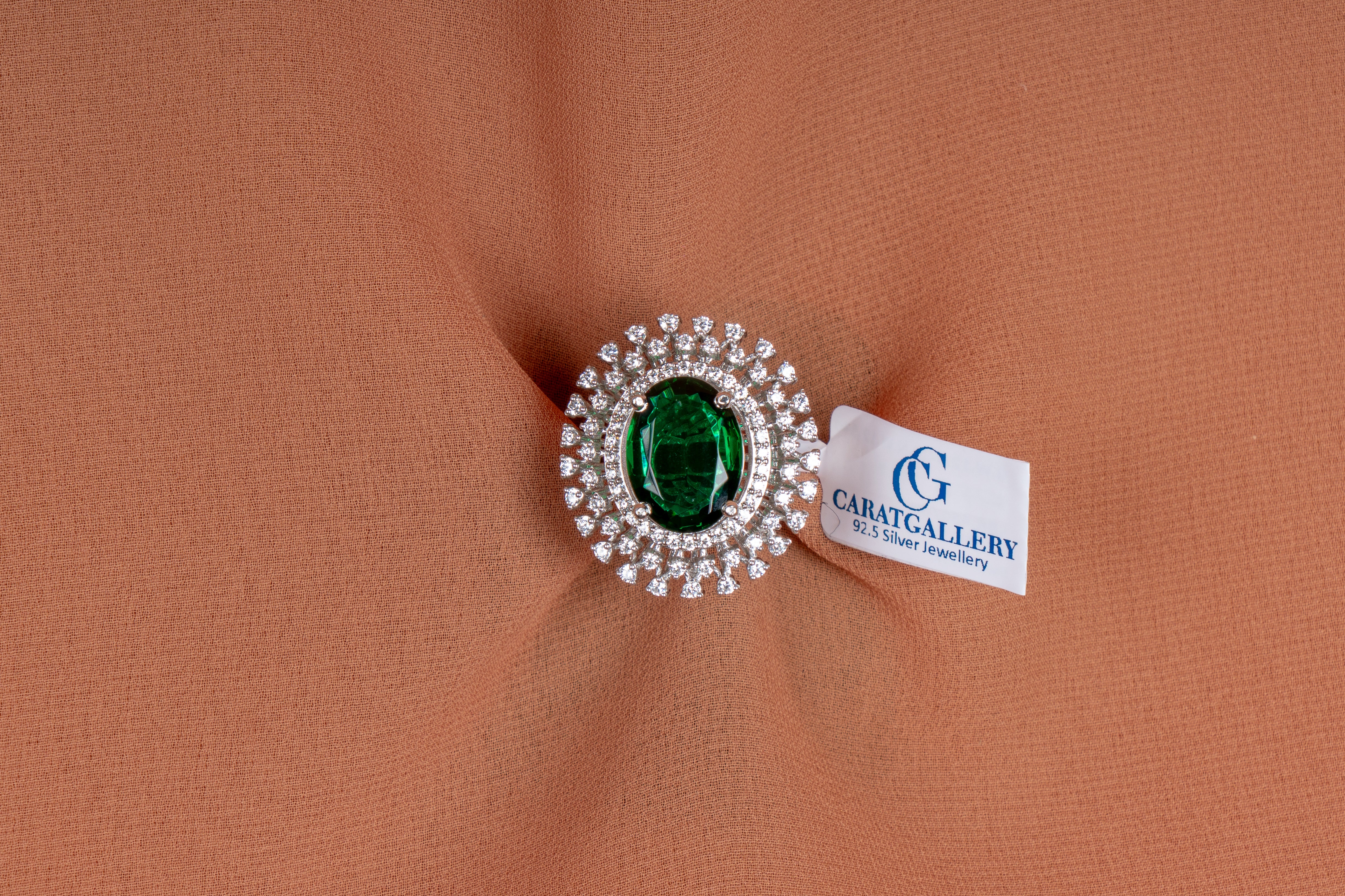 Verena Emerald Halo Cocktail Ring