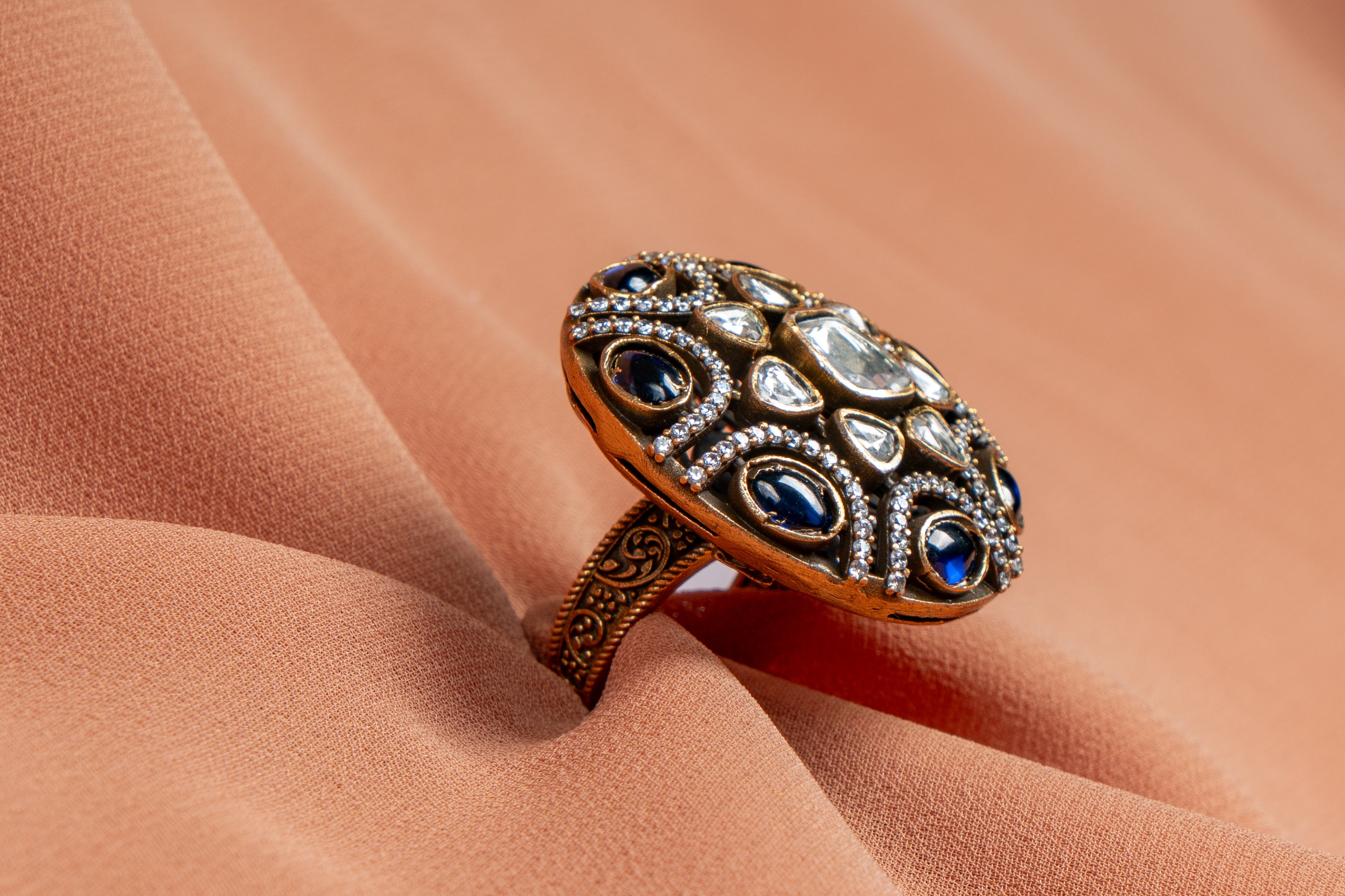 Saira Antique Crystal Dome Ring
