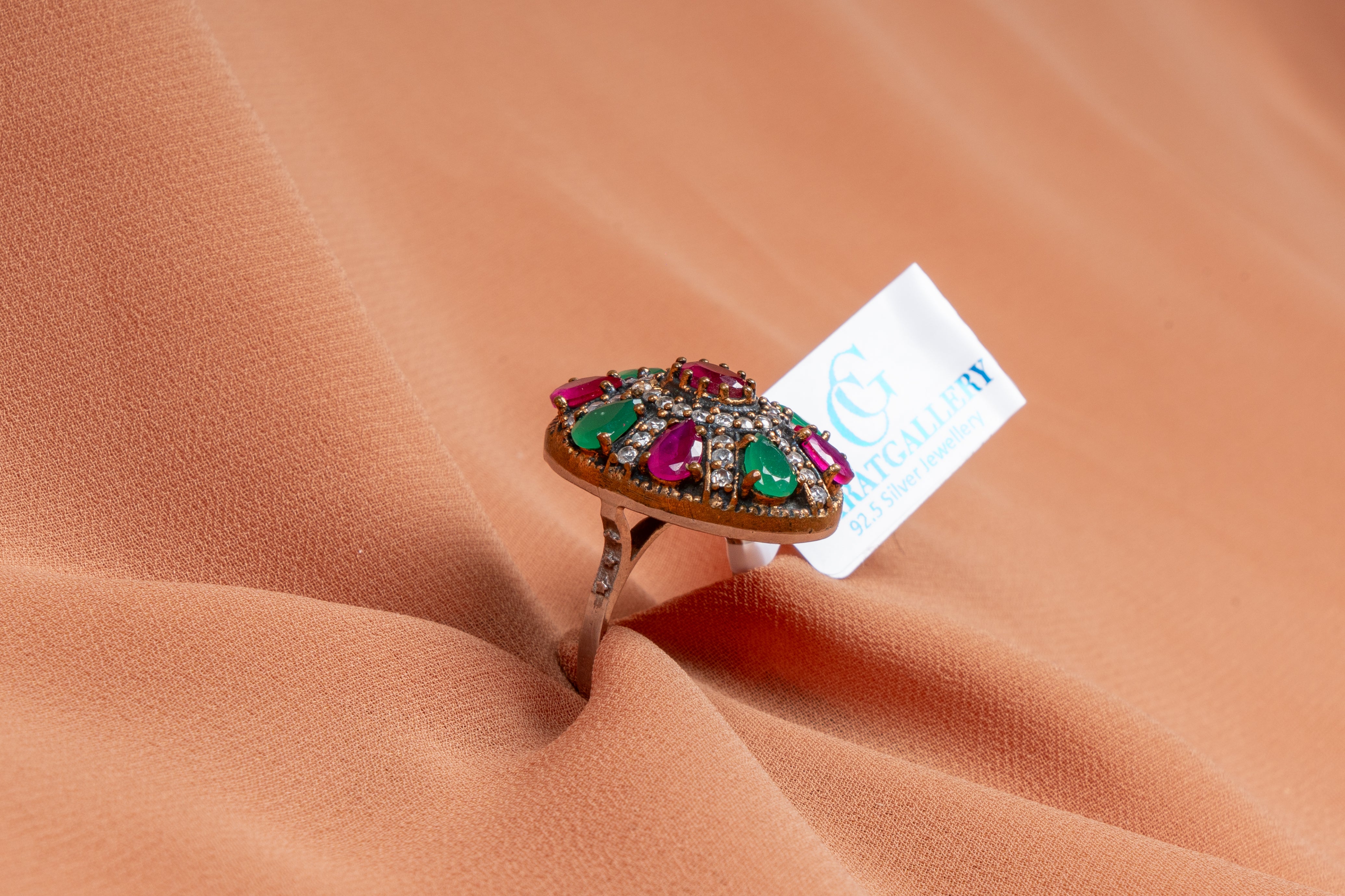 Roshana Antique Ruby & Emerald Statement Ring