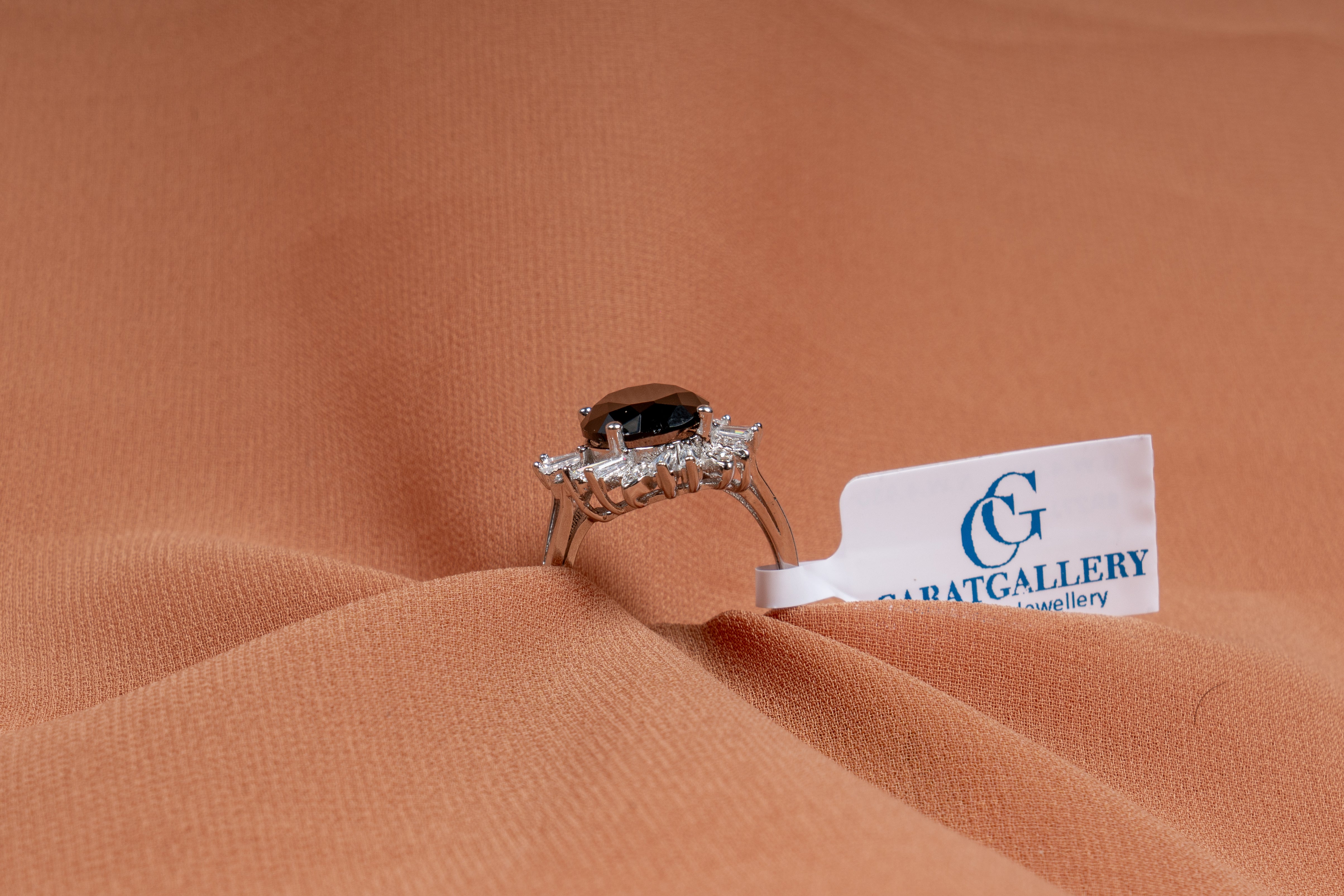 Noelle Black Oval Halo Cocktail Ring
