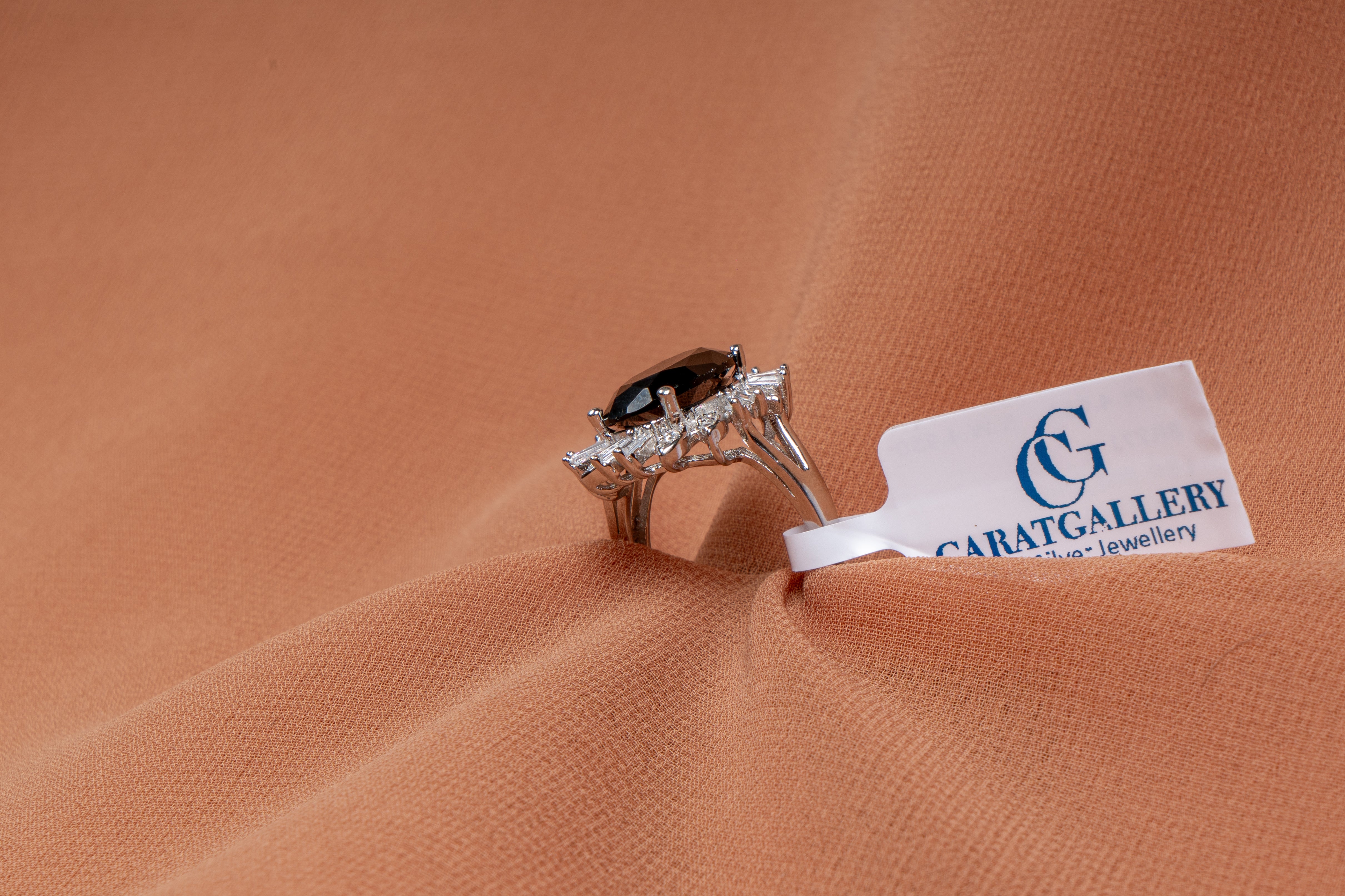 Noelle Black Oval Halo Cocktail Ring