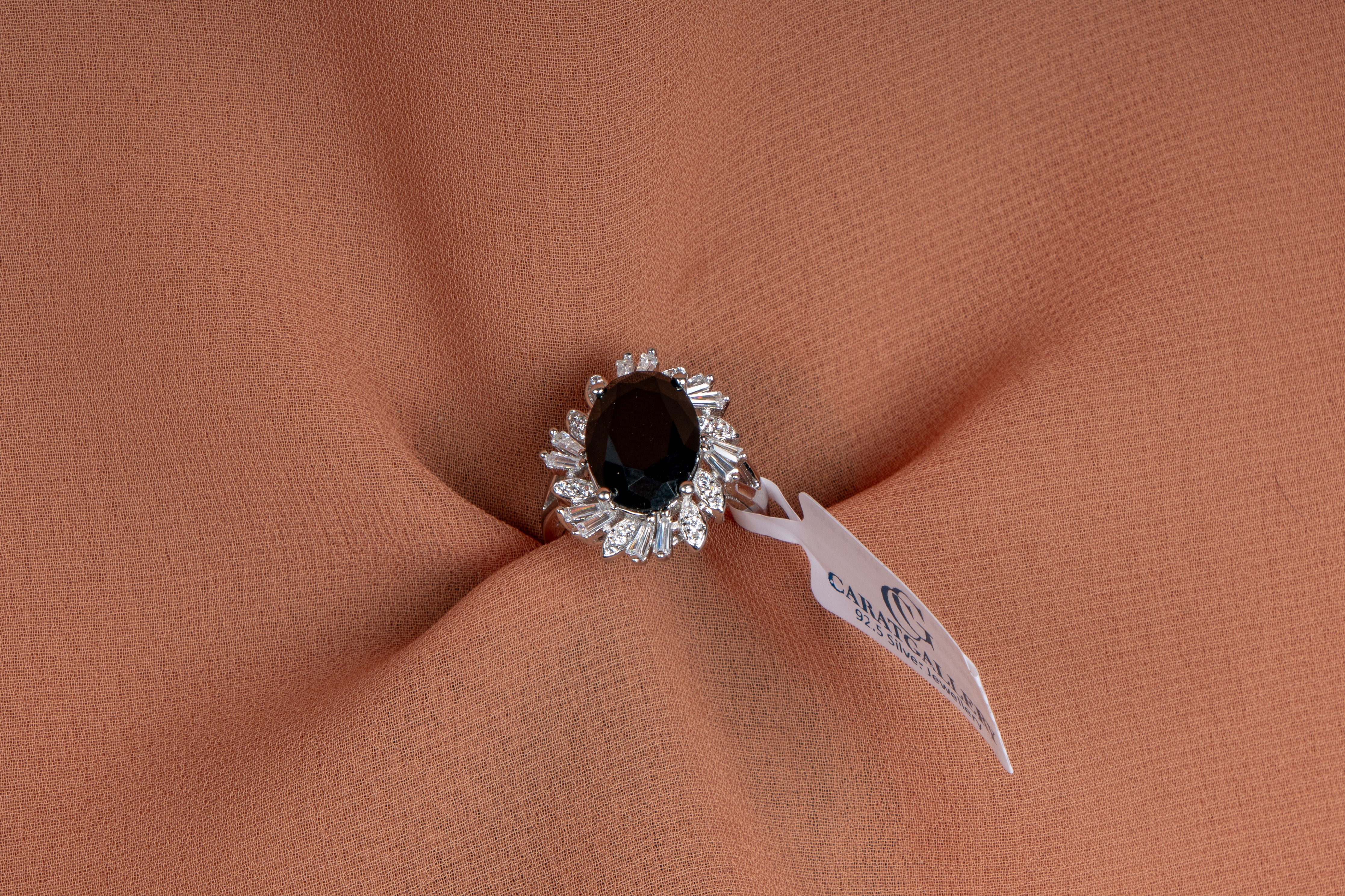 Noelle Black Oval Halo Cocktail Ring