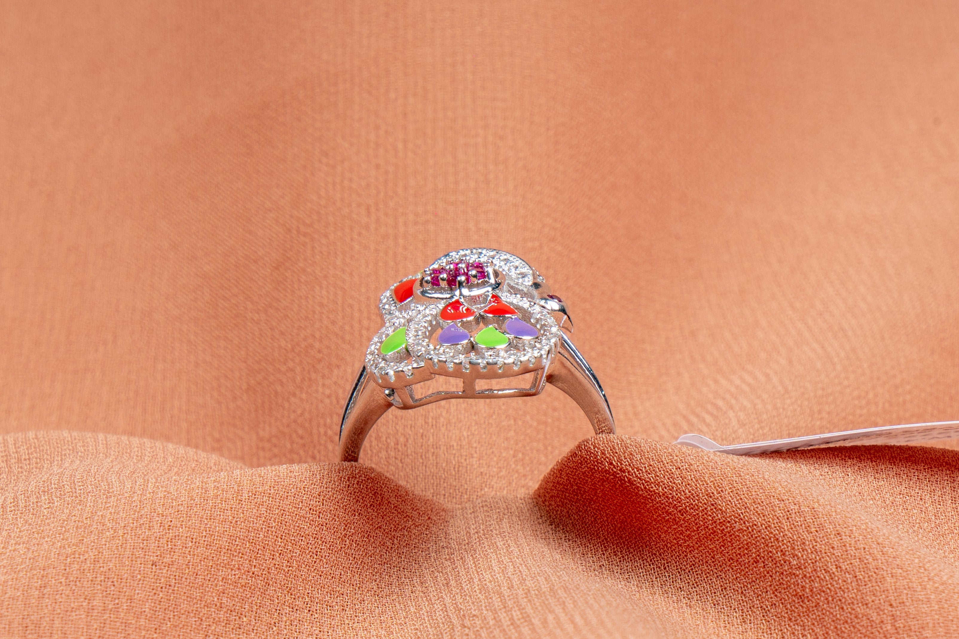 Mayura Enamel Peacock Ring