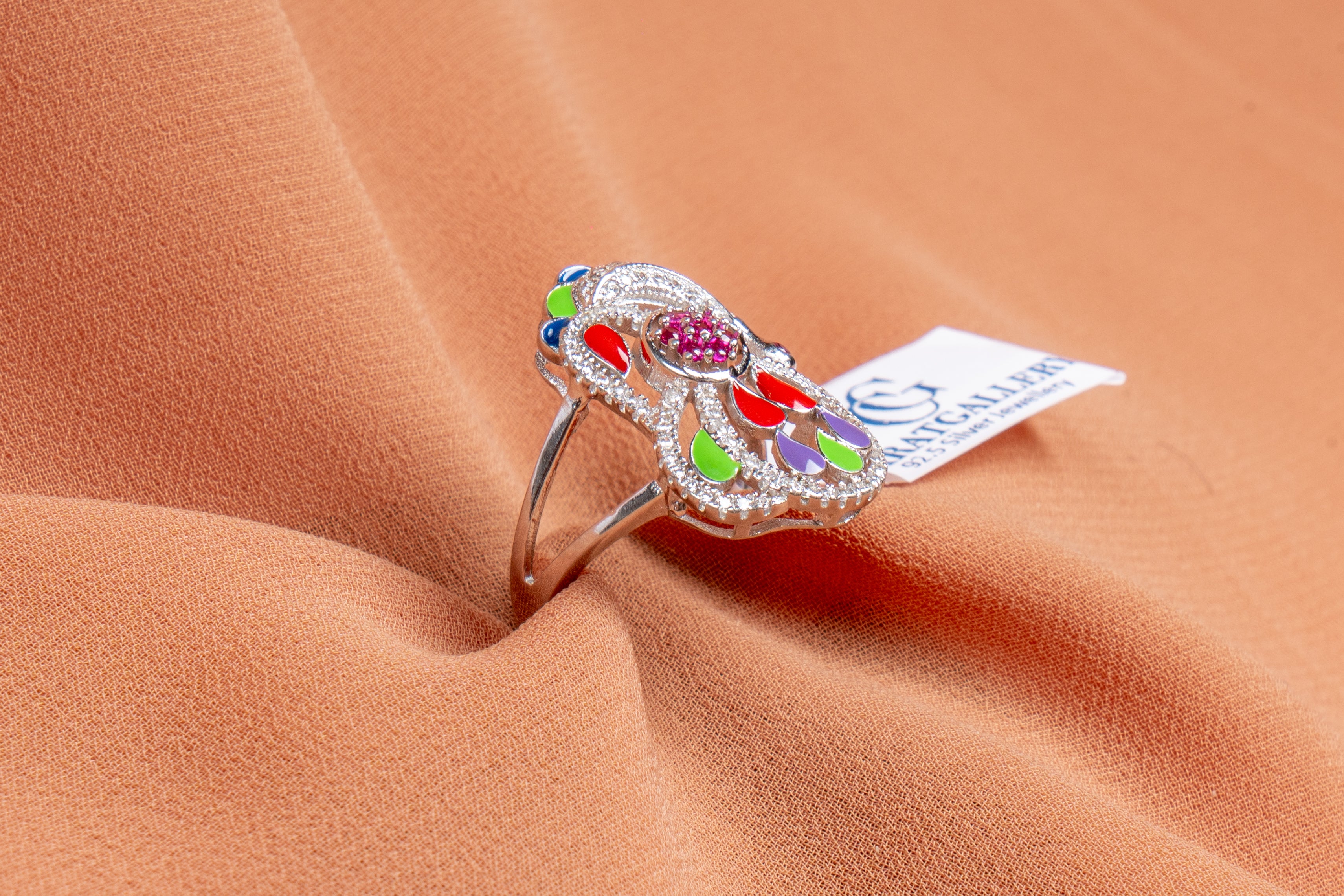 Mayura Enamel Peacock Ring