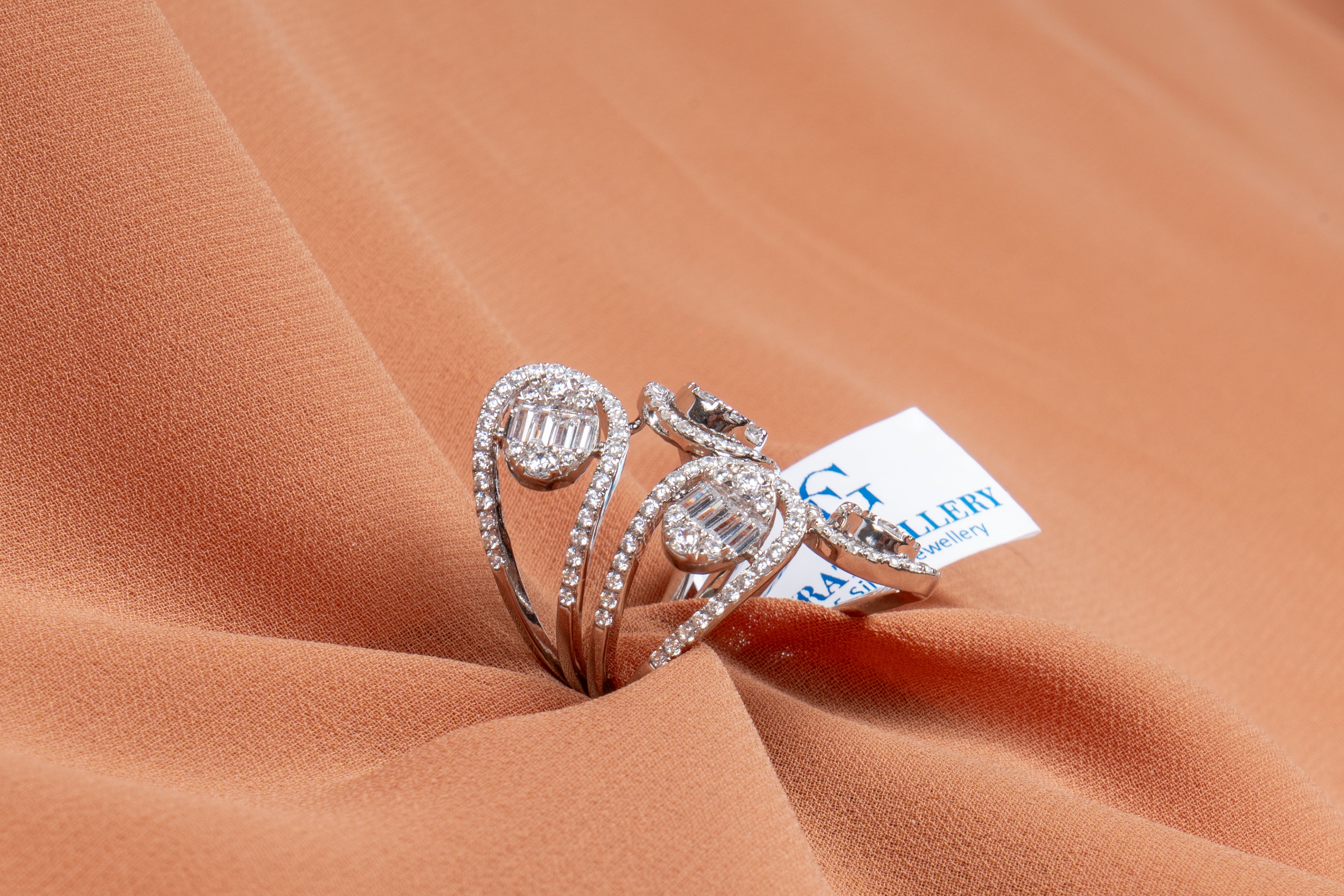 Celestine Swirl Cluster Statement Ring
