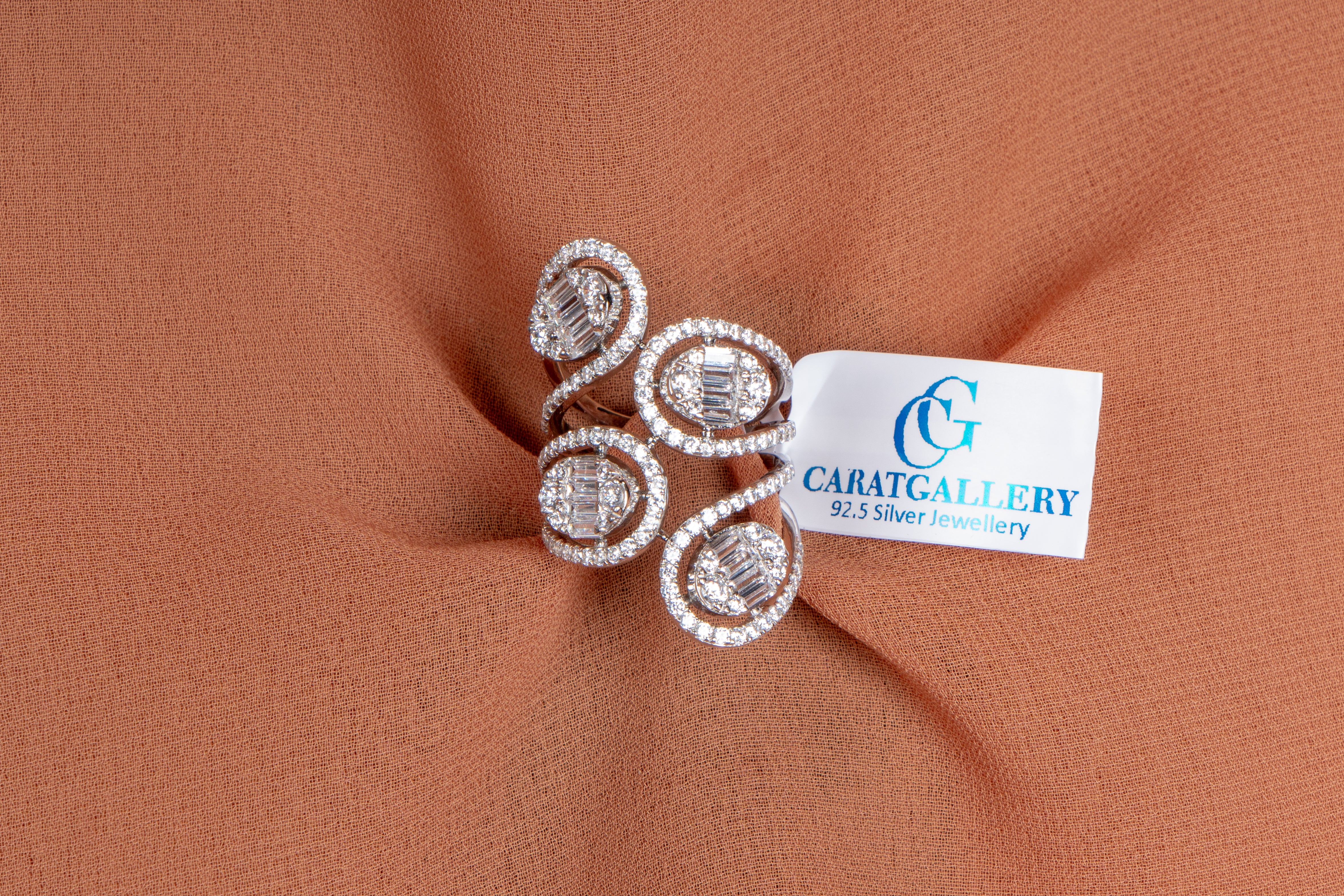 Celestine Swirl Cluster Statement Ring