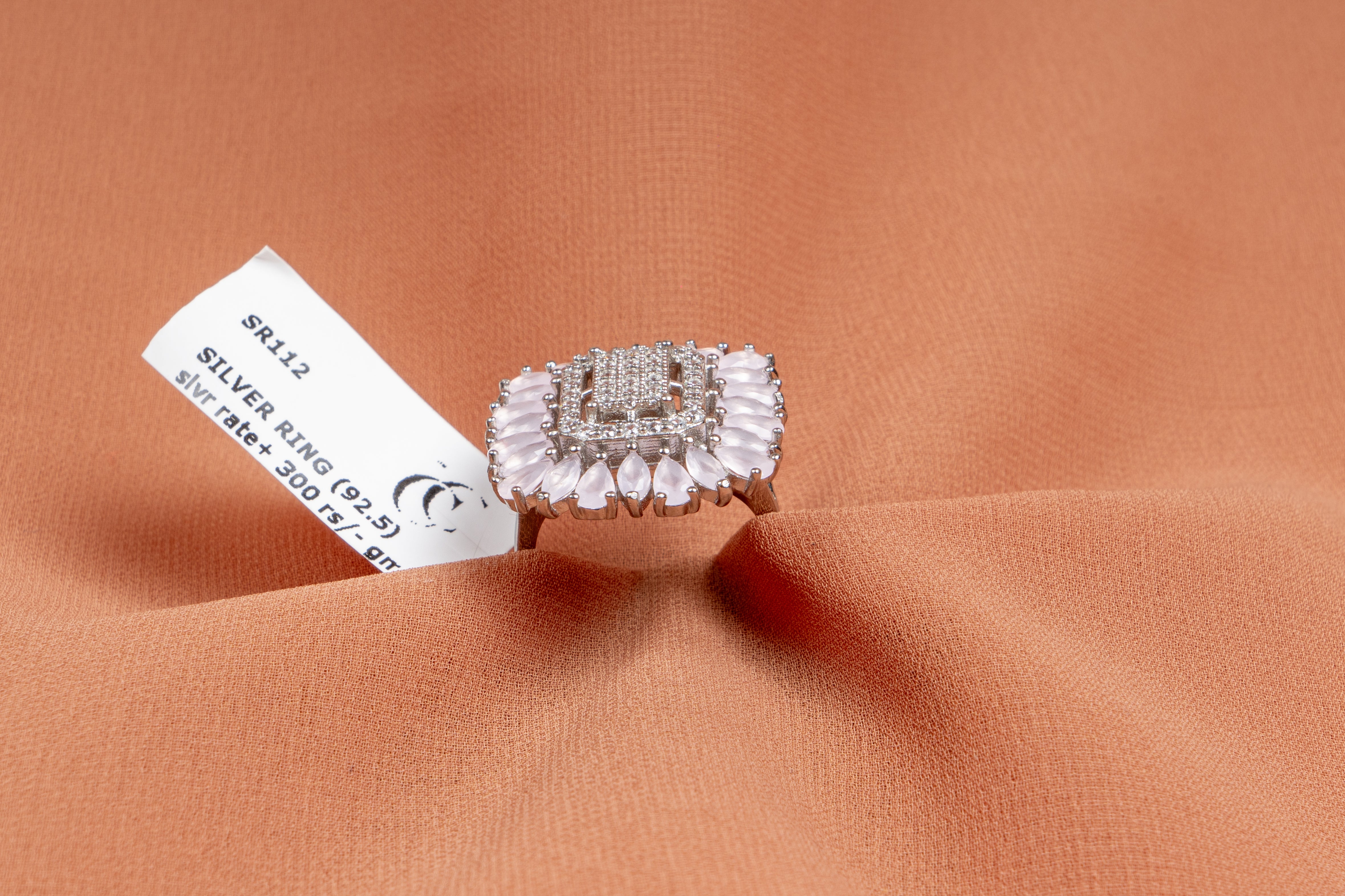 Gulnaaz Pink Petal Halo Statement Ring