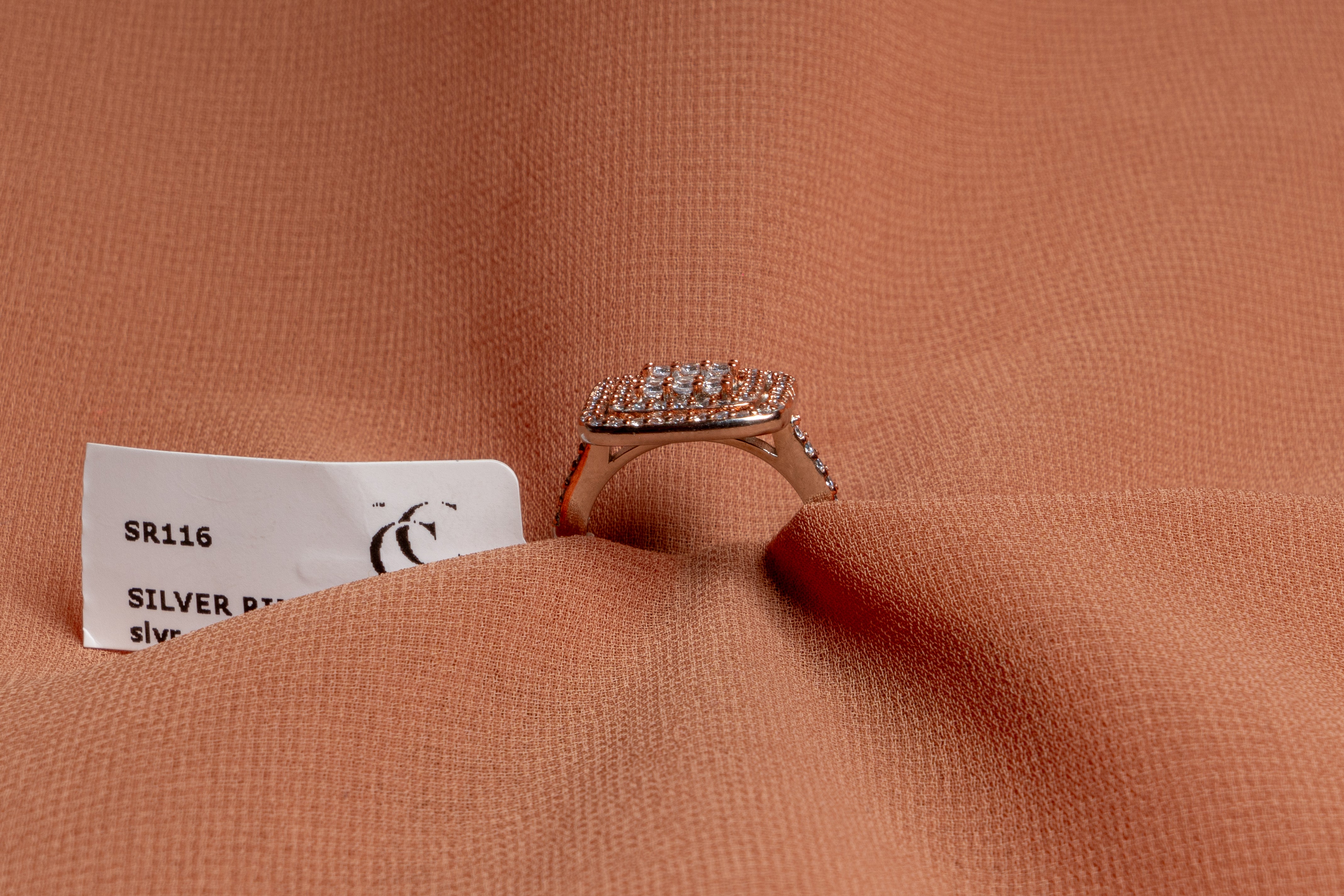 Elara Rose Gold Double Halo Crystal Ring