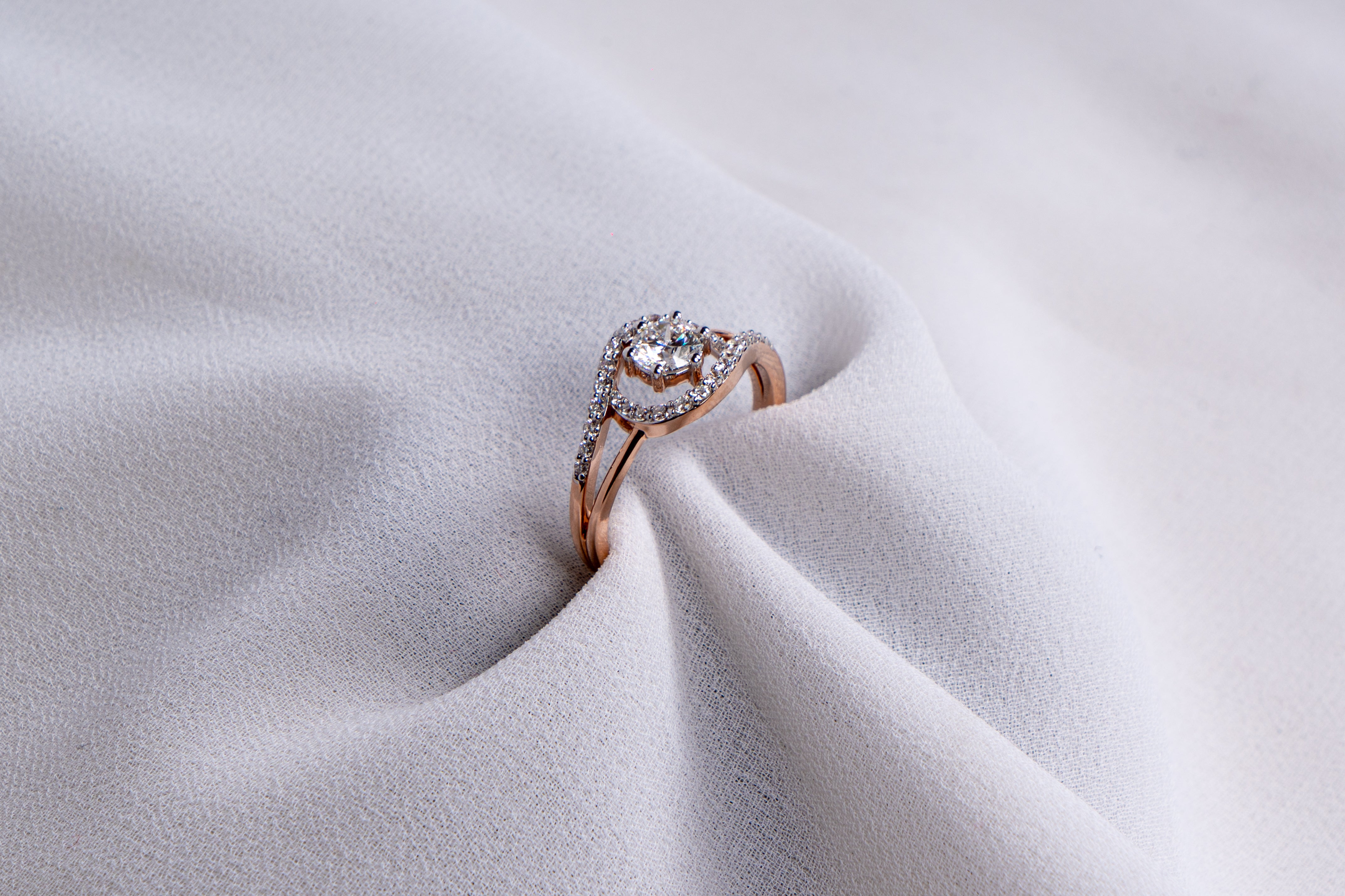 Celestial Rose Gold Halo Diamond Ring