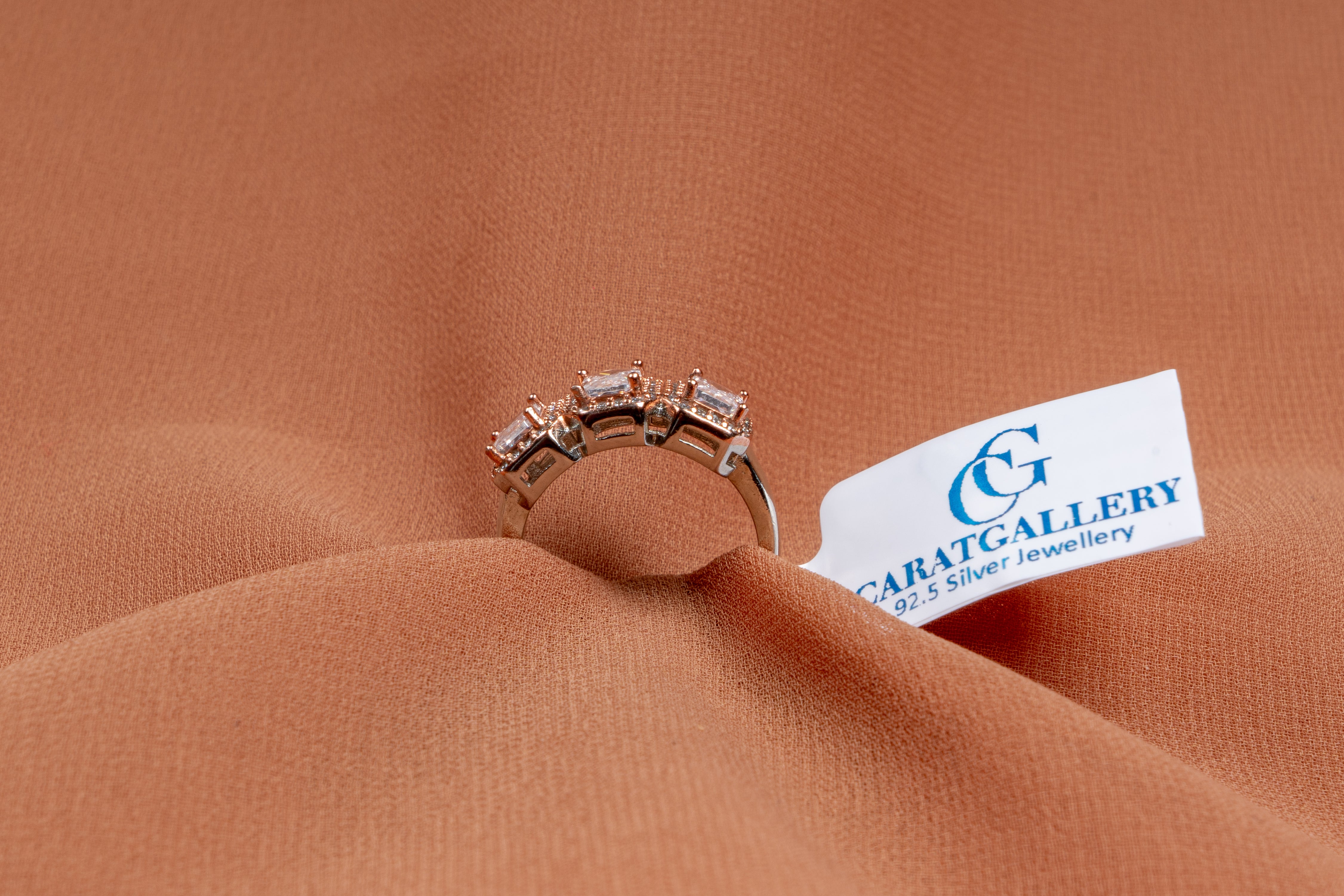 Trielle Three-Stone Halo Ring